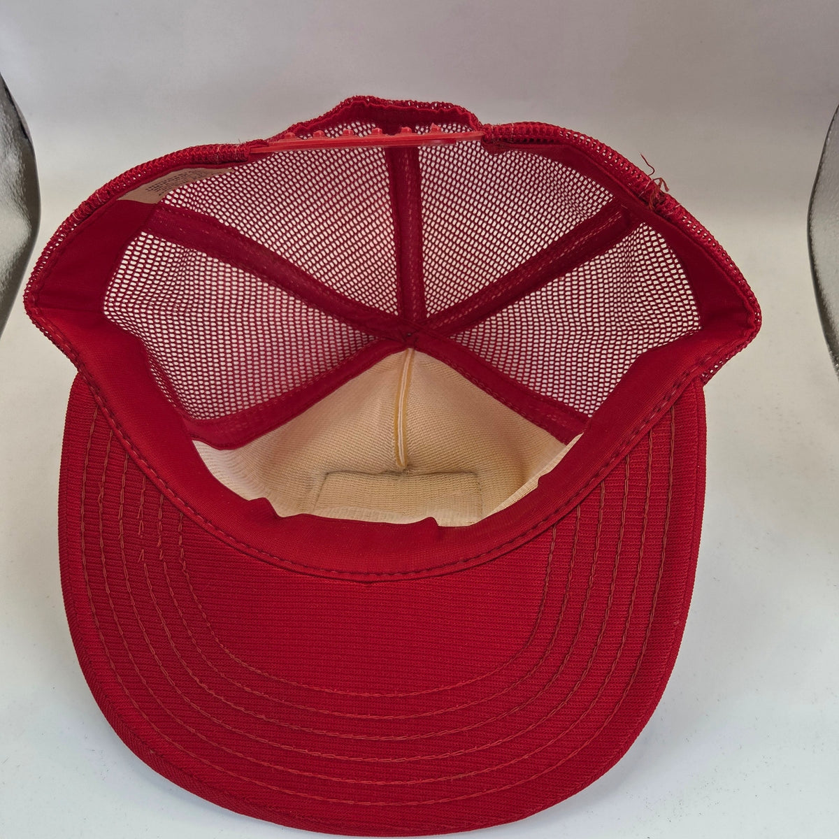 Vintage OK Hardware Trucker Snapback Hat USA Industrial Uniform Company Red