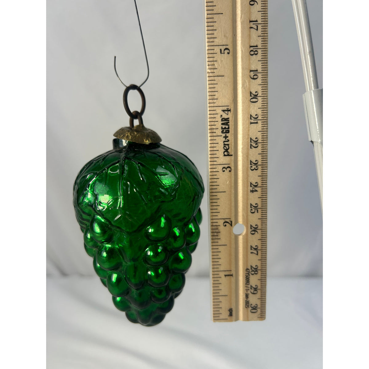 Antique 1800s German Kugel Green Grape Cluster Glass Christmas Ornament 4"