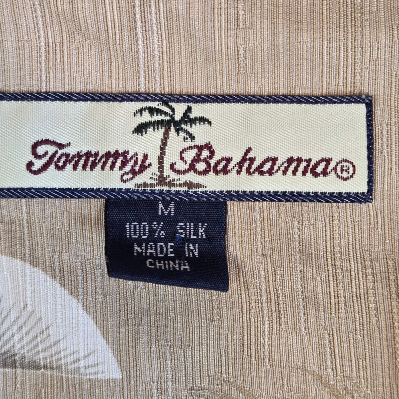 Vintage Tommy Bahama Relax Silk Camp Shirt Men’s M Tan Floral Hawaiian Top