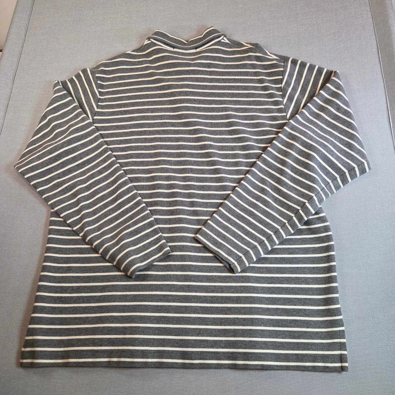 Vintage Polo Ralph Lauren XL Long Sleeve Stripe Shirt Gray White Cotton