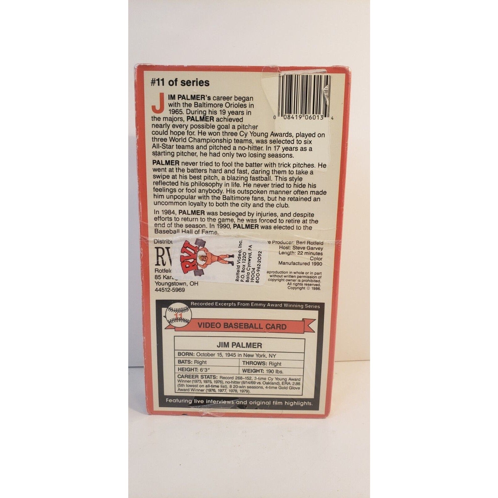 Video Sports Card Jim Palmer 1990 VHS New Sealed