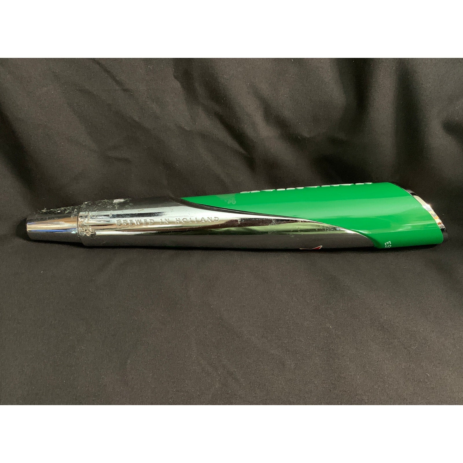 Heineken Beer Tap Handle Green Chrome Red Star Holland 10.5 in Distressed
