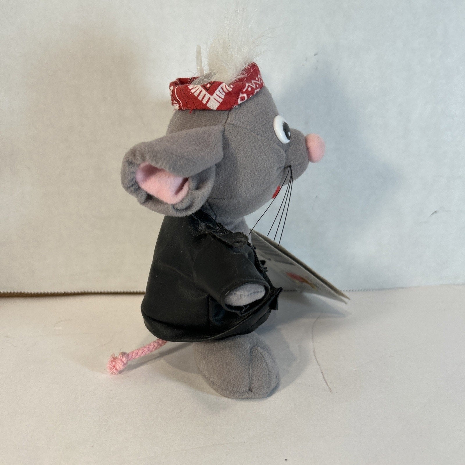 Chattering Critter Mouse Wearing a Leather Jacket and a Red Bandana