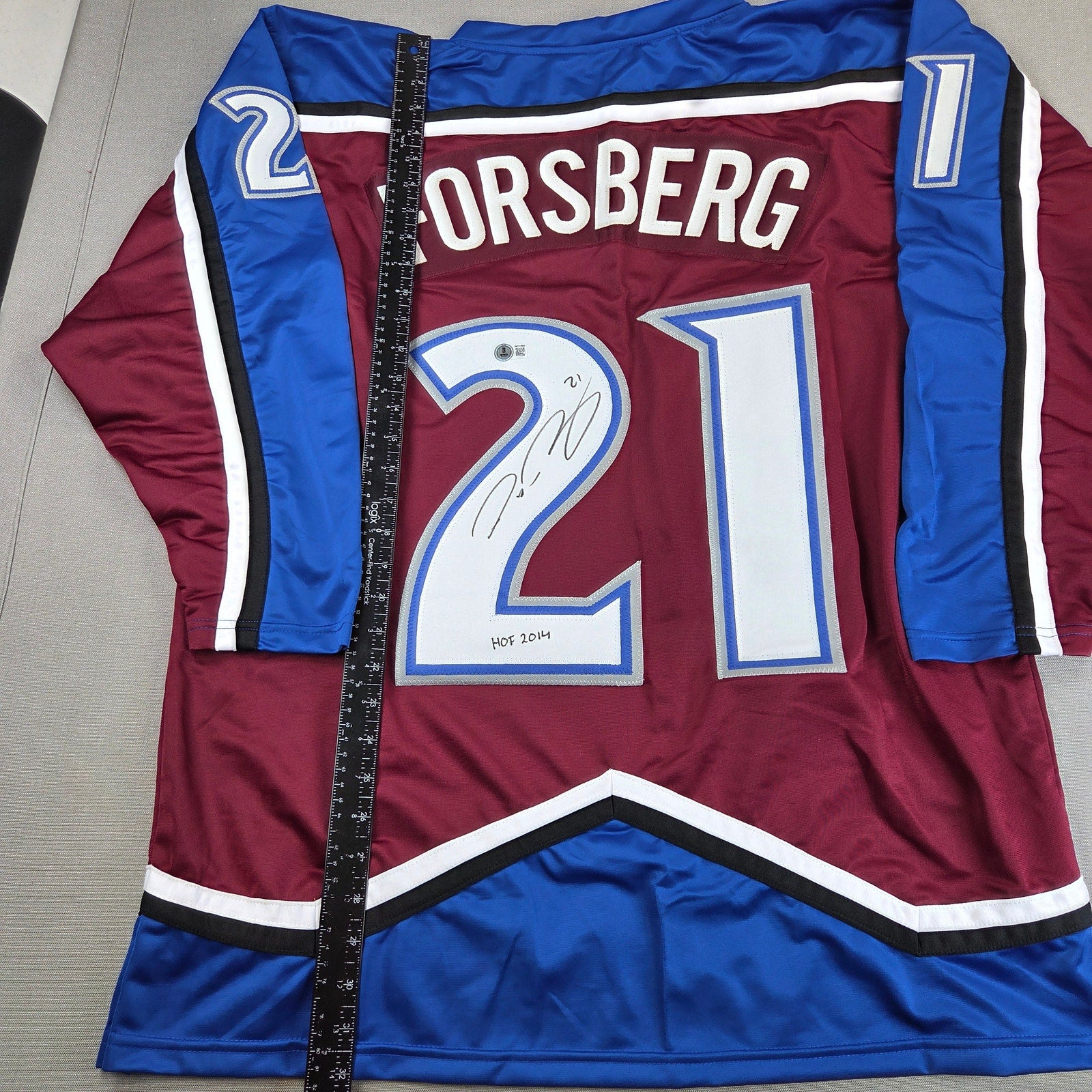 Peter Forsberg HOF 2014 Signed Avalanche Custom Home Jersey BAS Witness COA