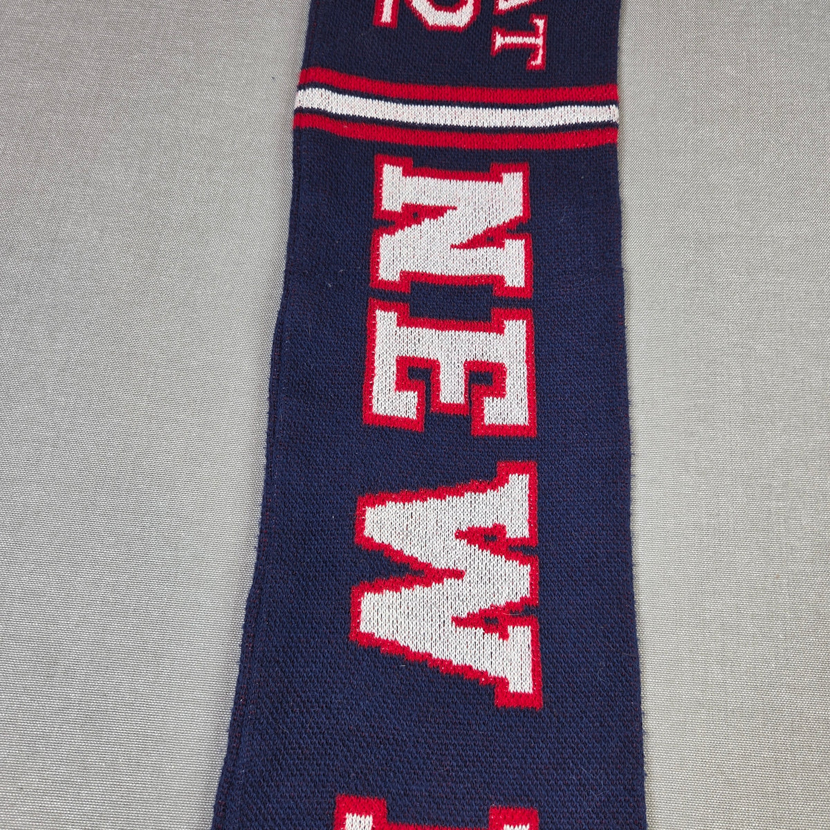 New England Patriots GOAT 12 Tom Brady Knit Fringe Scarf 58 Inch NFL Blue