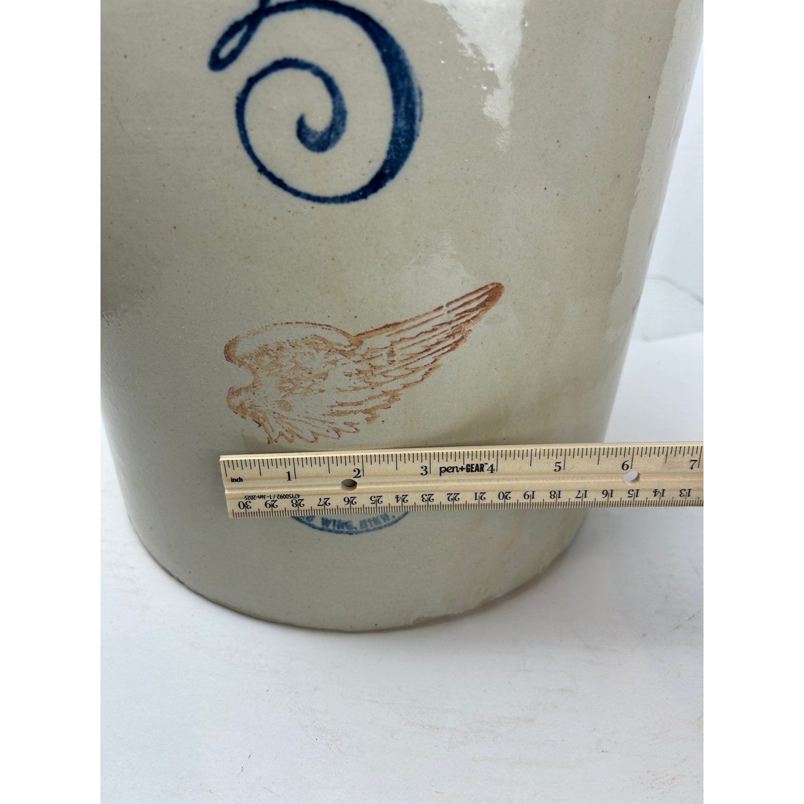 Red Wing 5 Gallon Stoneware Pickle Jar With Lid, Small Wing Stamp, No Handle