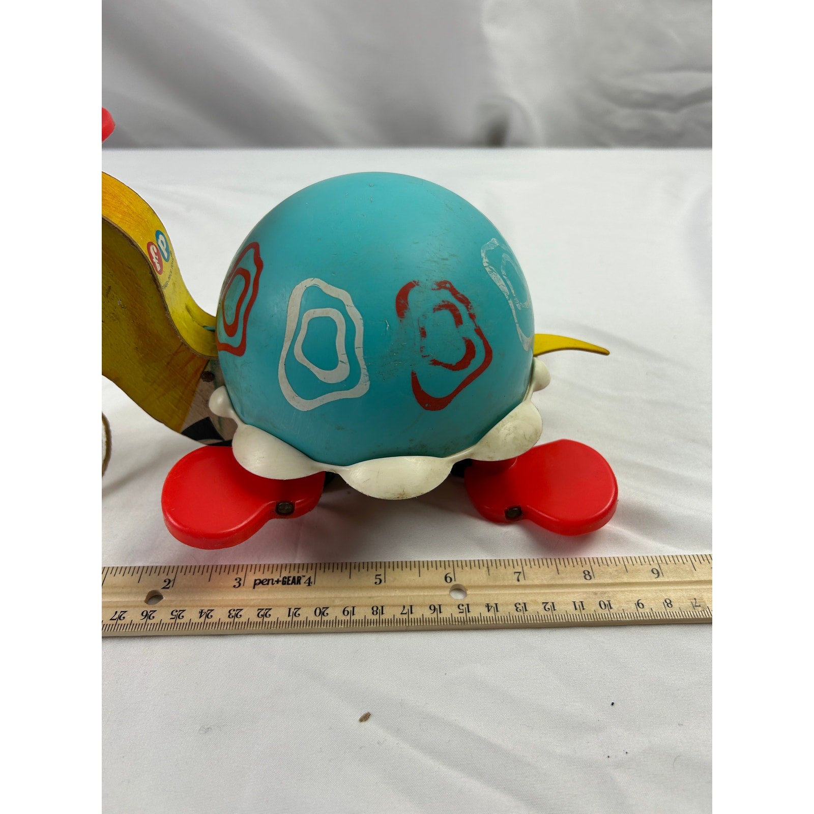 Vintage Fisher Price Turtle Pull Toy 773 1962 Top Hat Wooden Toy