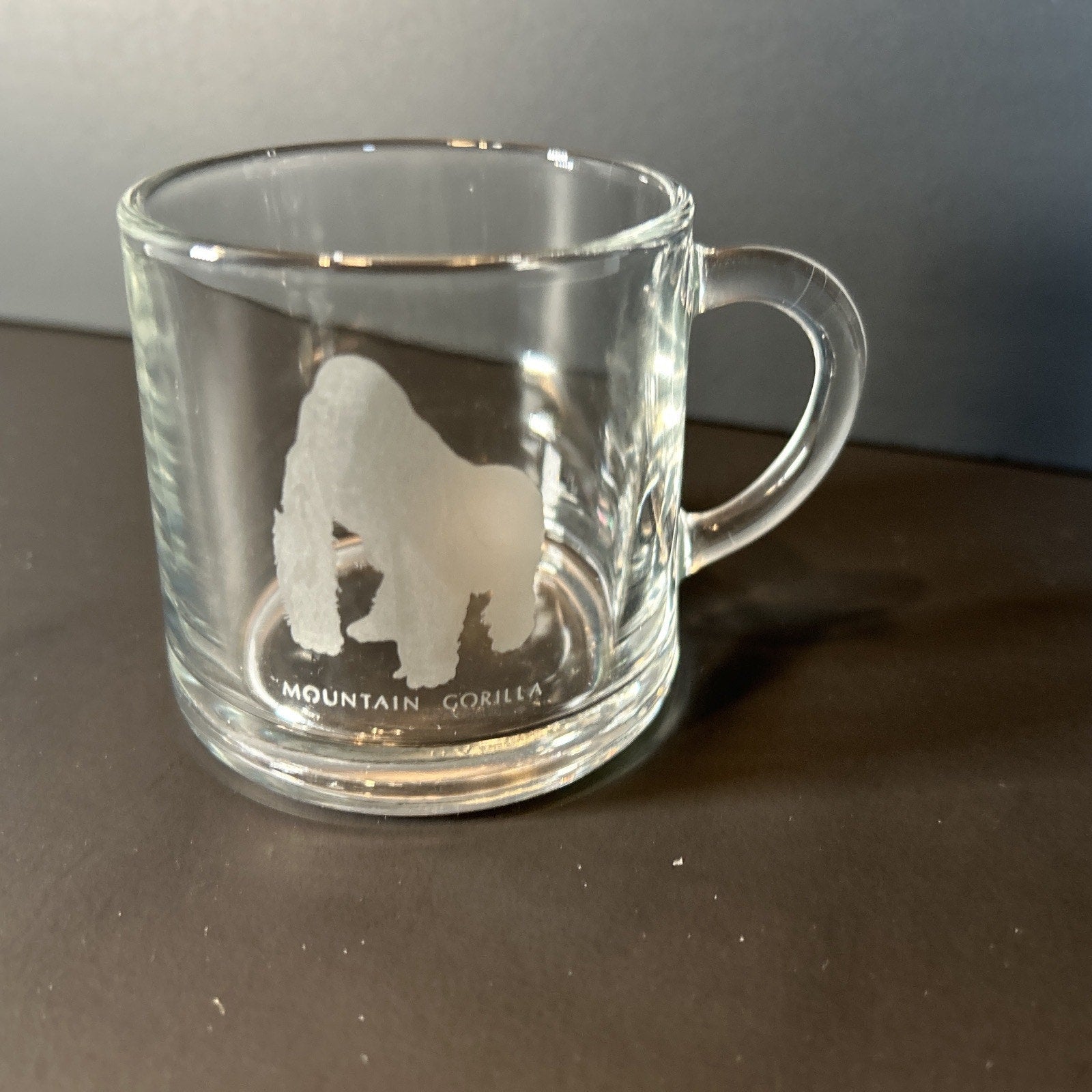 Luminarc France Endangered Species Etched Glass Espresso Mugs Set of 7 Vintage