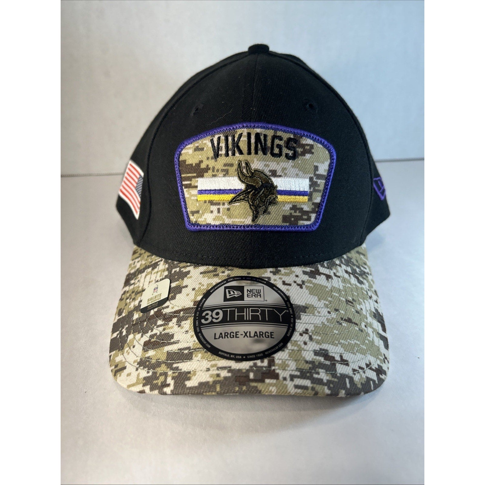 Minnesota Vikings New Era 39Thirty Salute to Service Hat L/XL Camo NFL