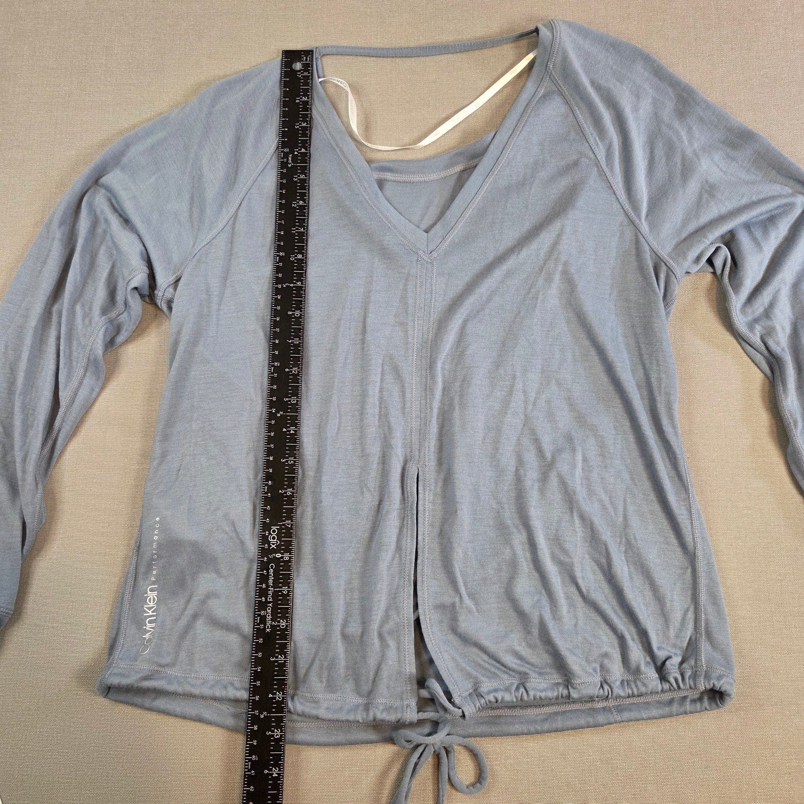 Calvin Klein Performance Long Sleeve Drawstring Top Blue XS NWT