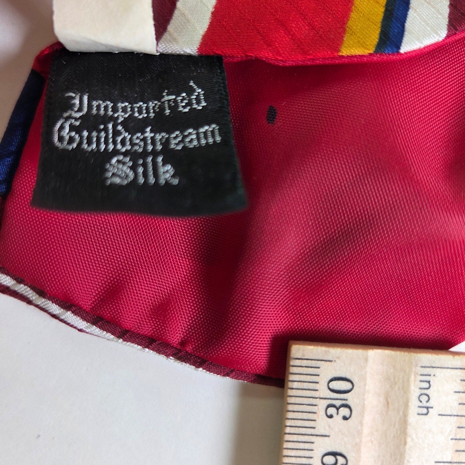 Vintage Resilio Repp Tie Red Navy Stripe 100% Silk Guildstream 4” x 55.5” USA