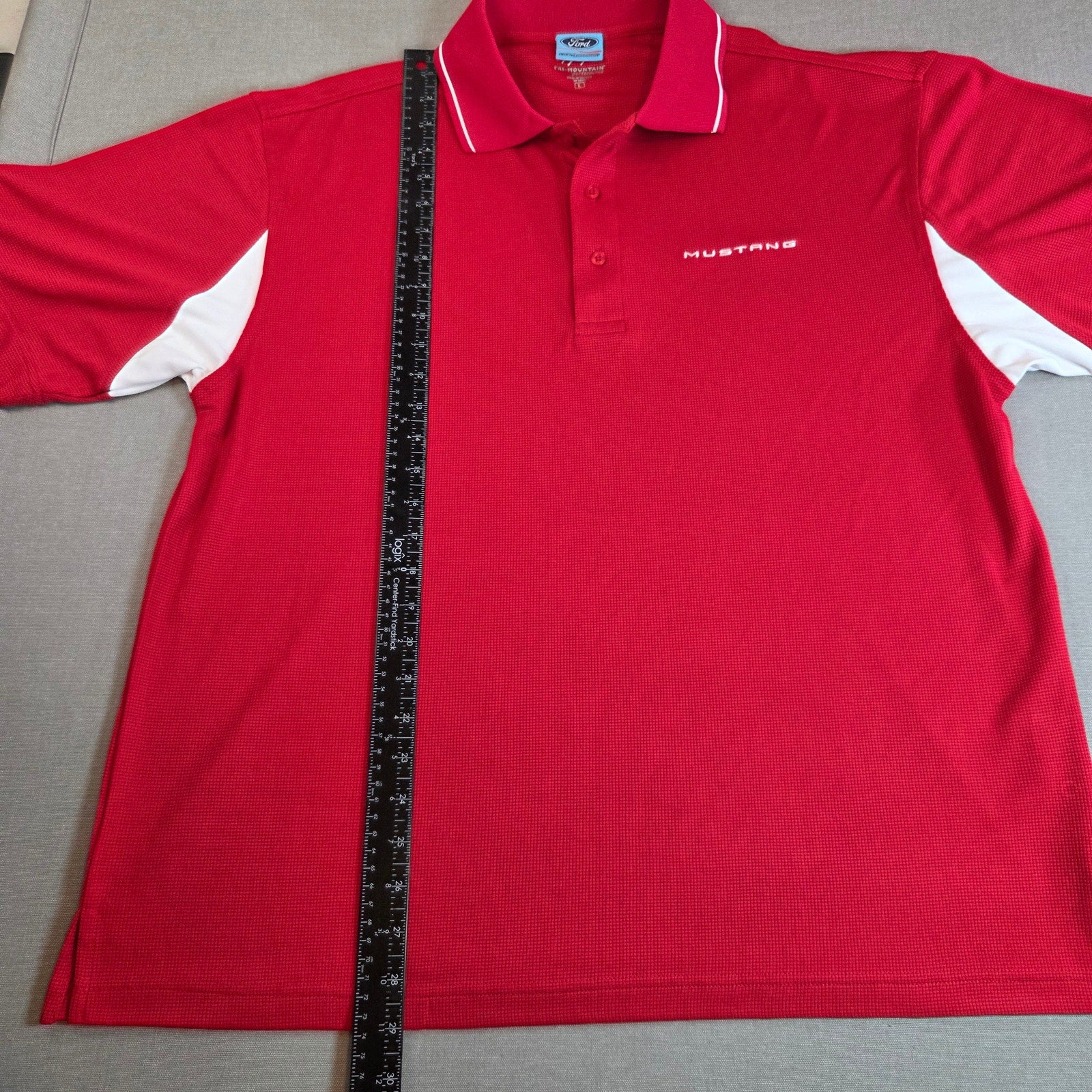 Ford Mustang Tri-Mountain Performance Polo Shirt Men’s L Red Embroidered Logo