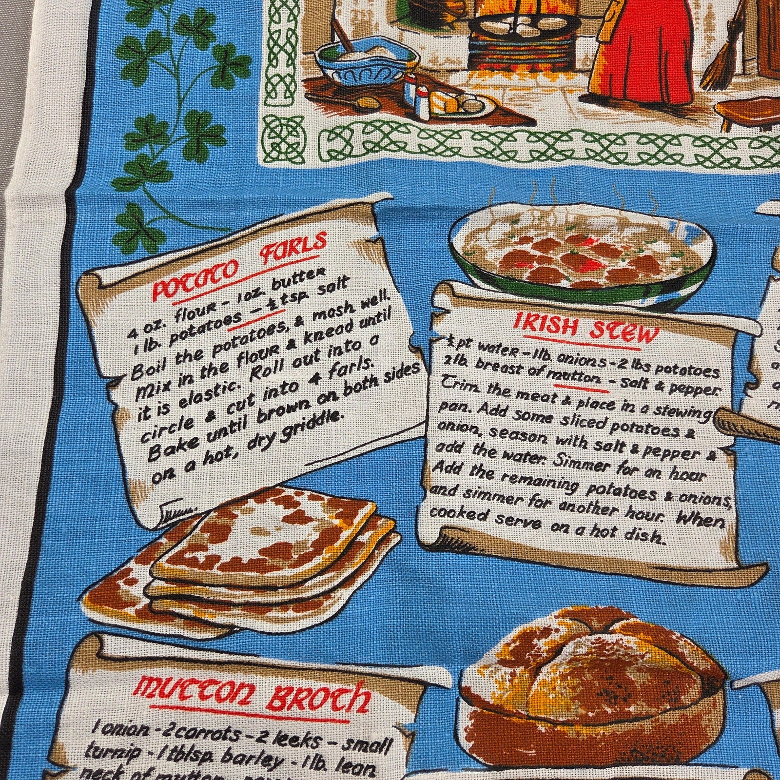 Vintage Fingal Traditional Irish Recipes 100% Linen Tea Towel Made Ireland