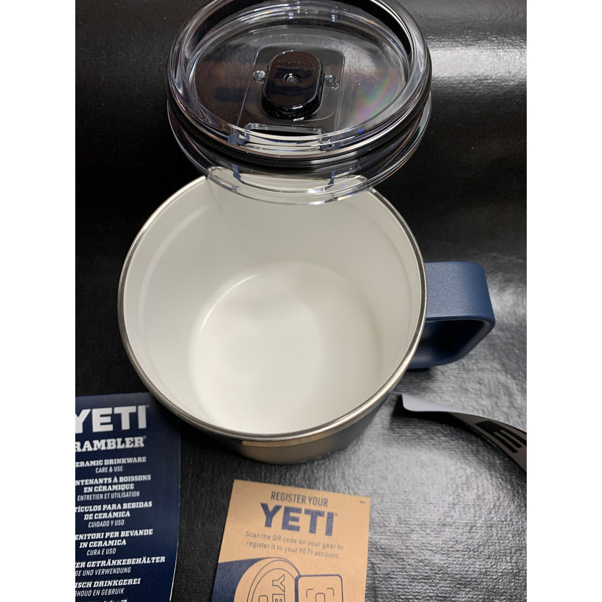 YETI Rambler 14 oz Ceramic Mug Navy ULINE Logo MagSlider Lid New