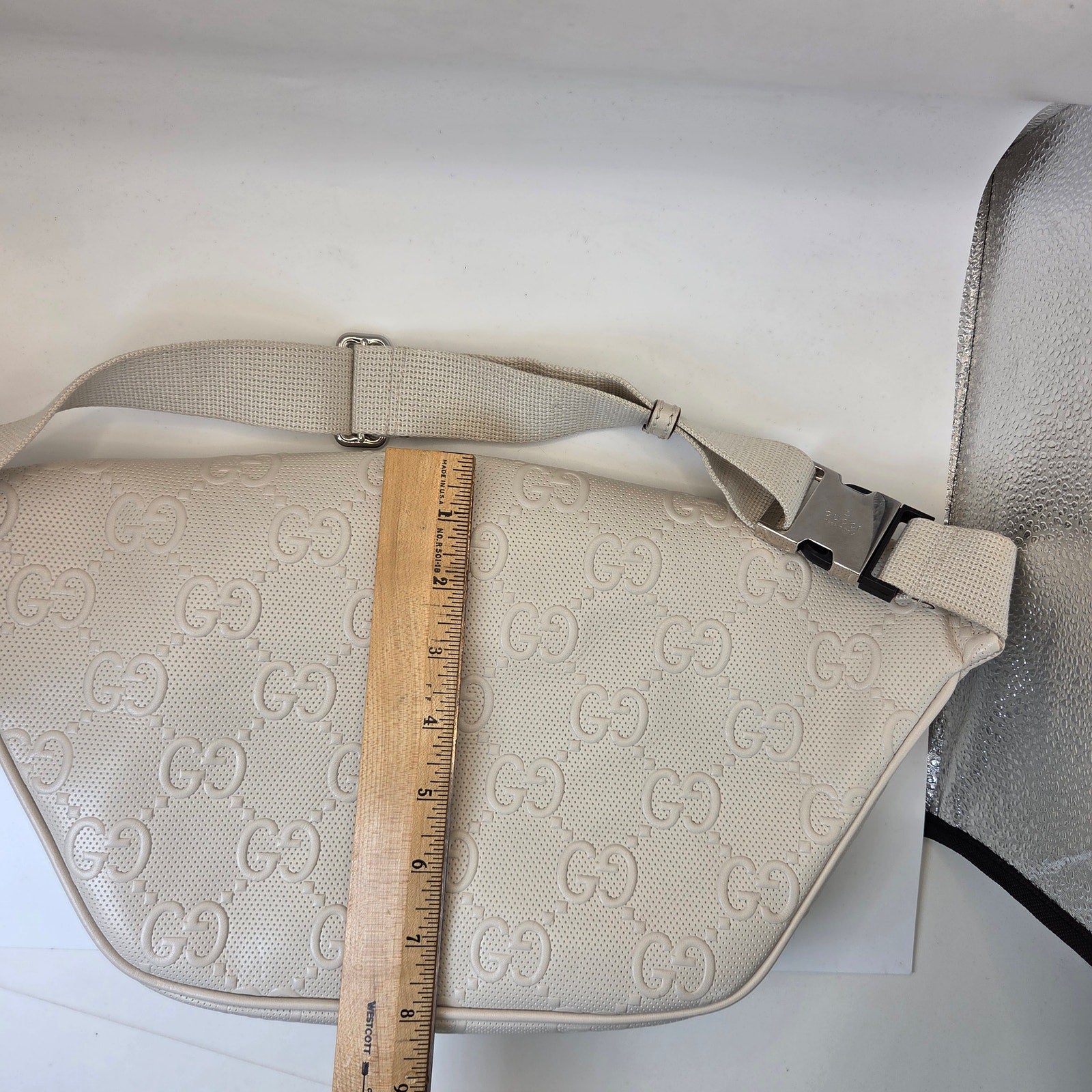 Gucci Perforated Guccissima Leather Belt Bag / Waist Bag Ivory Off-White