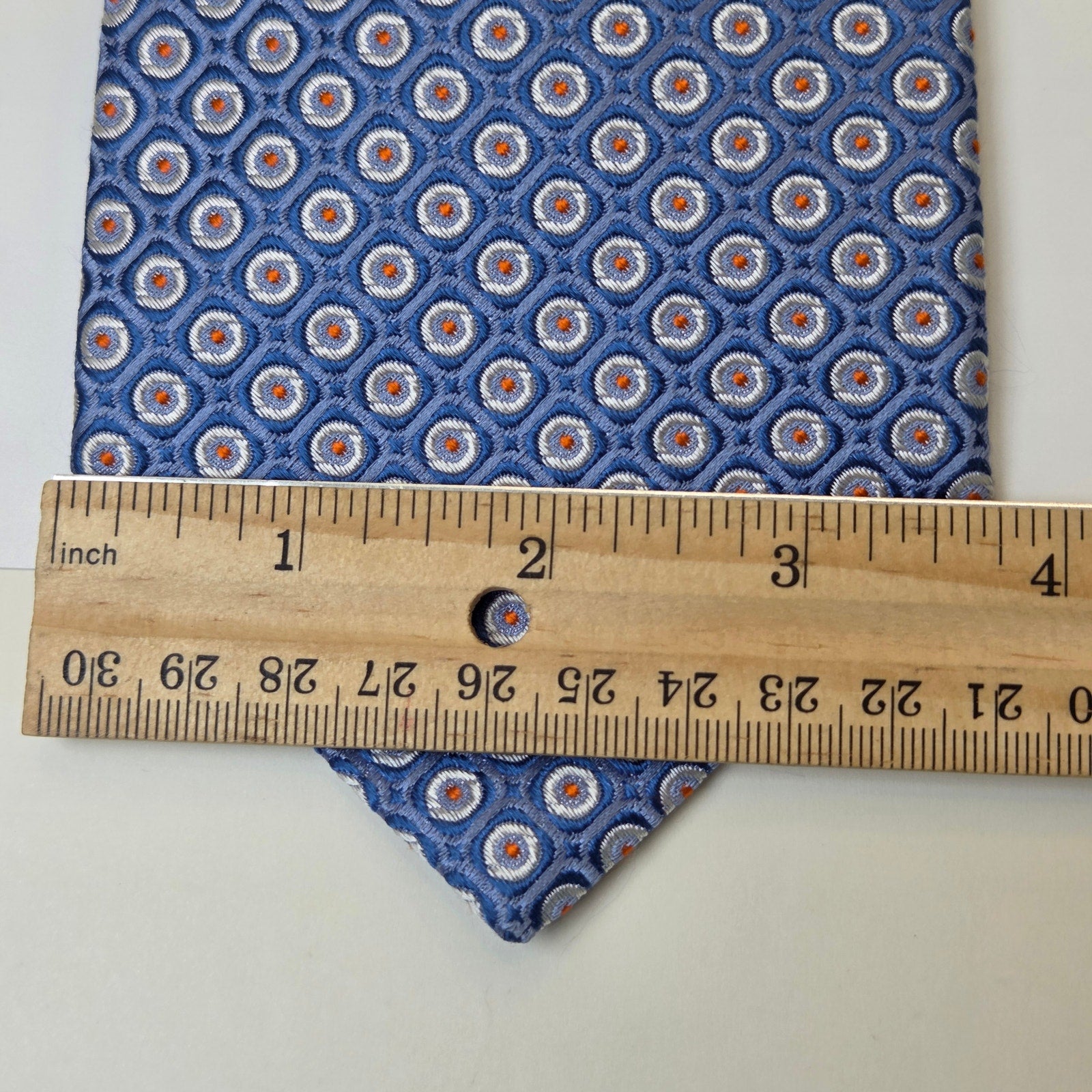 Tommy Hilfiger 100% Silk Ties Lot of 3 Made USA 3.75” Blue Striped Contrast Tips