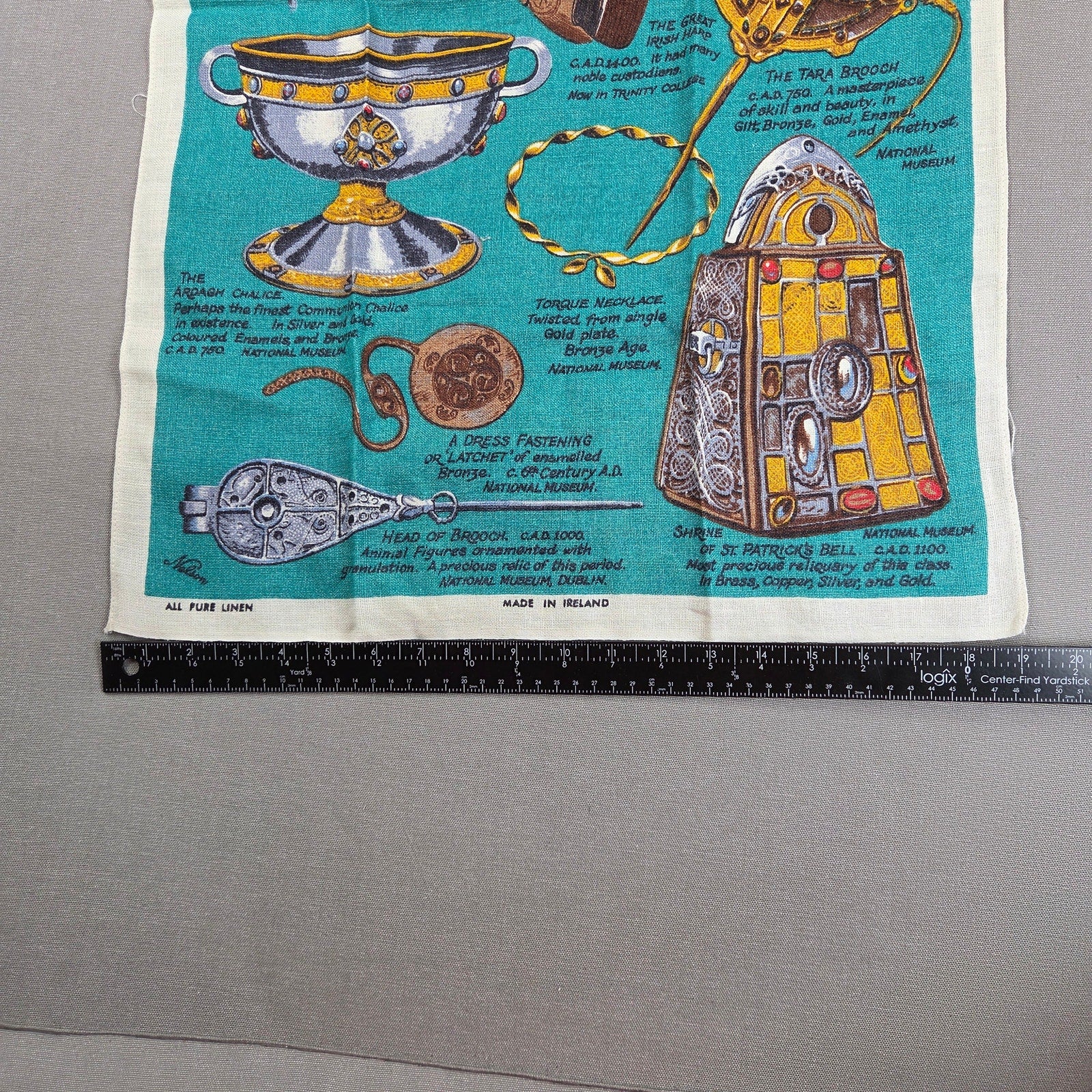 Vintage Nelson Ireland's Treasures Pure Linen Tea Towel Made In Ireland 29x19