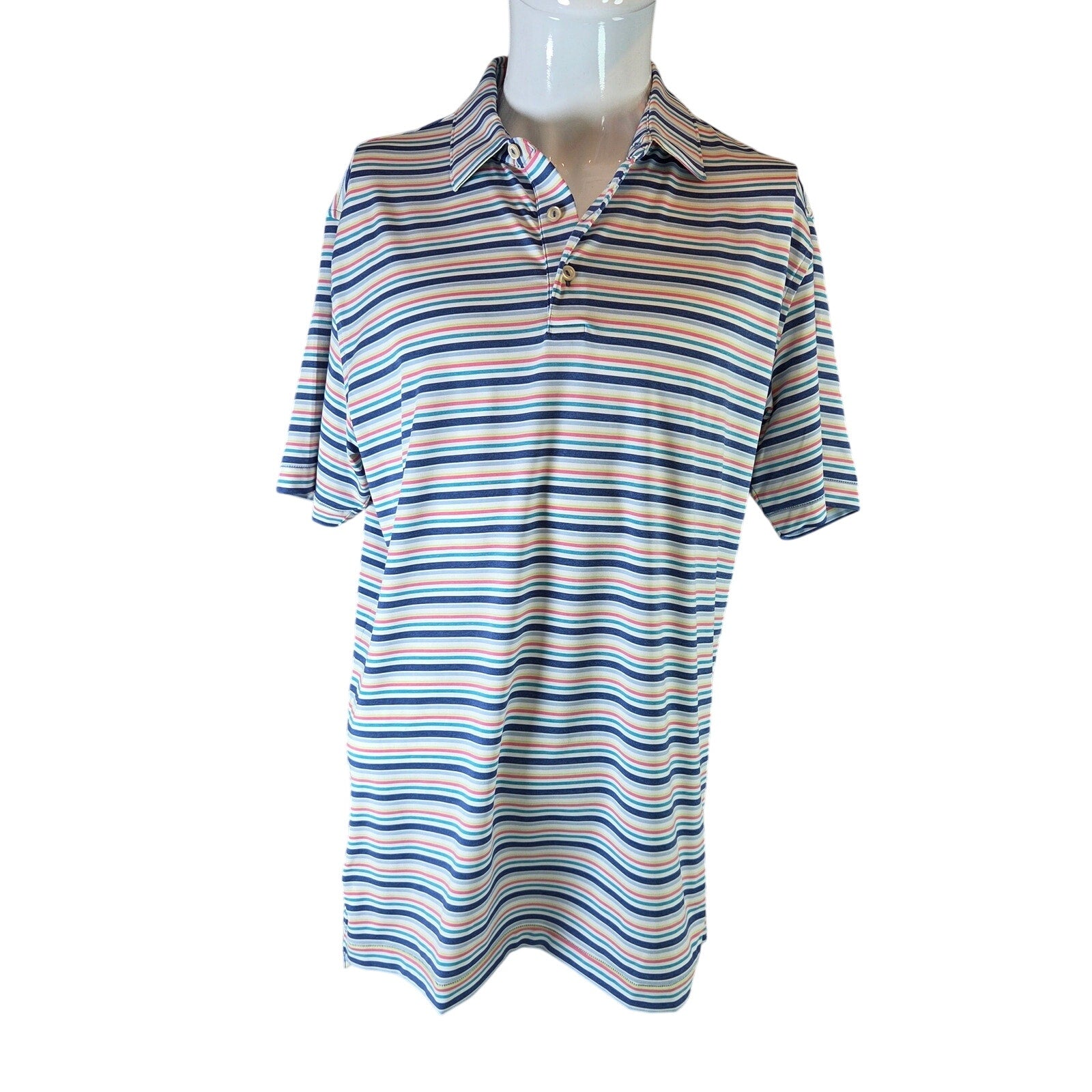 Peter Millar Summer Comfort Golf Polo Shirt Striped Performance Men M