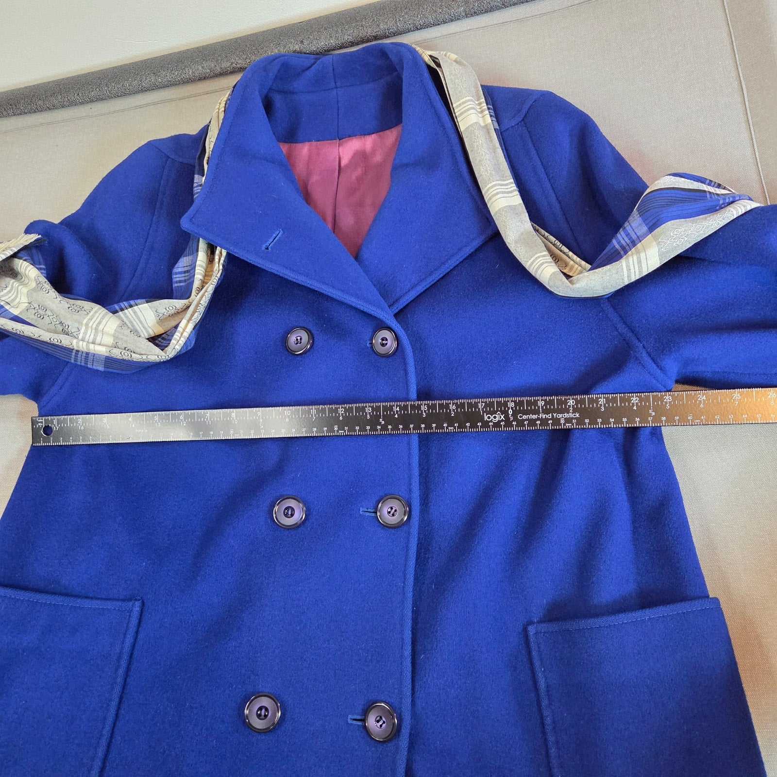 Vintage 80s Jacob-Crowley Wool Overcoat Blue Long Peacoat Made in Canada