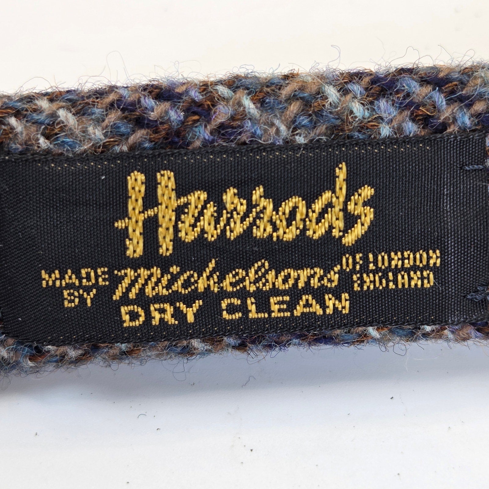 Vintage Harrods Michelson's Pure Shetland Wool Plaid Tweed Tie Britain