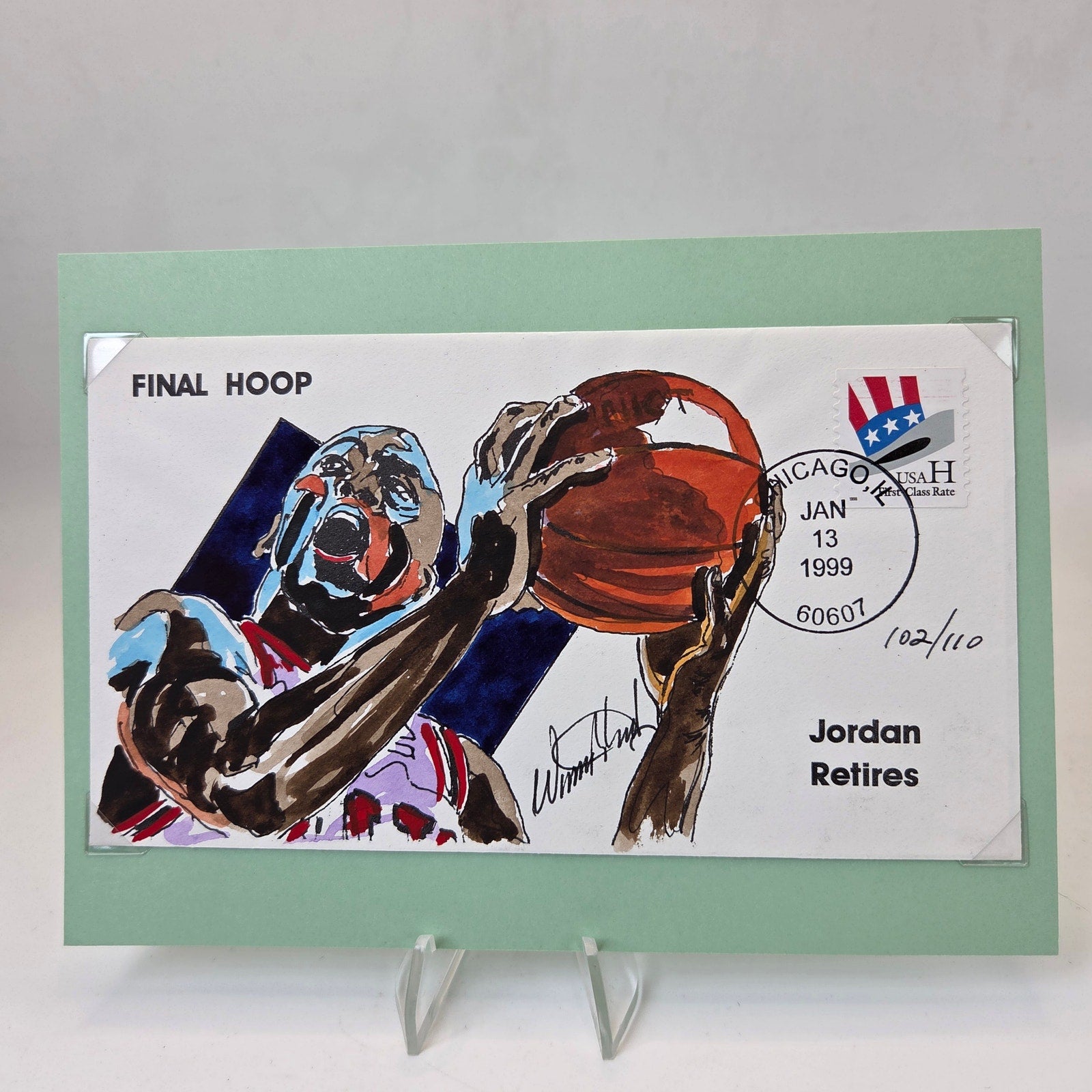 Michael Jordan Final Hoop Cachet Envelope Art 1999 Wild Horse 102/110