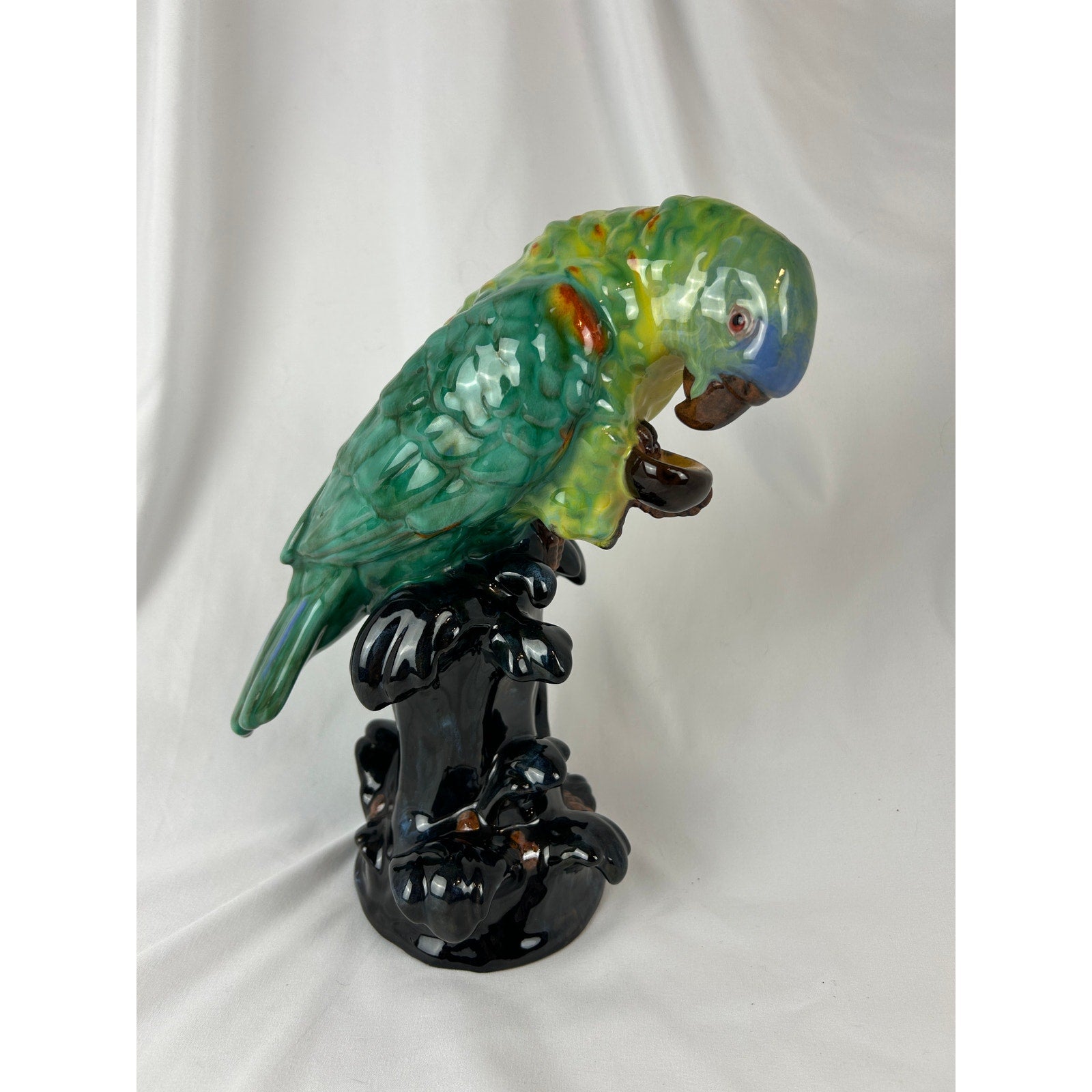 Vintage Austrian Gmundner Keramik GK Mark Parrot Statue Art Pottery Figurine 11”