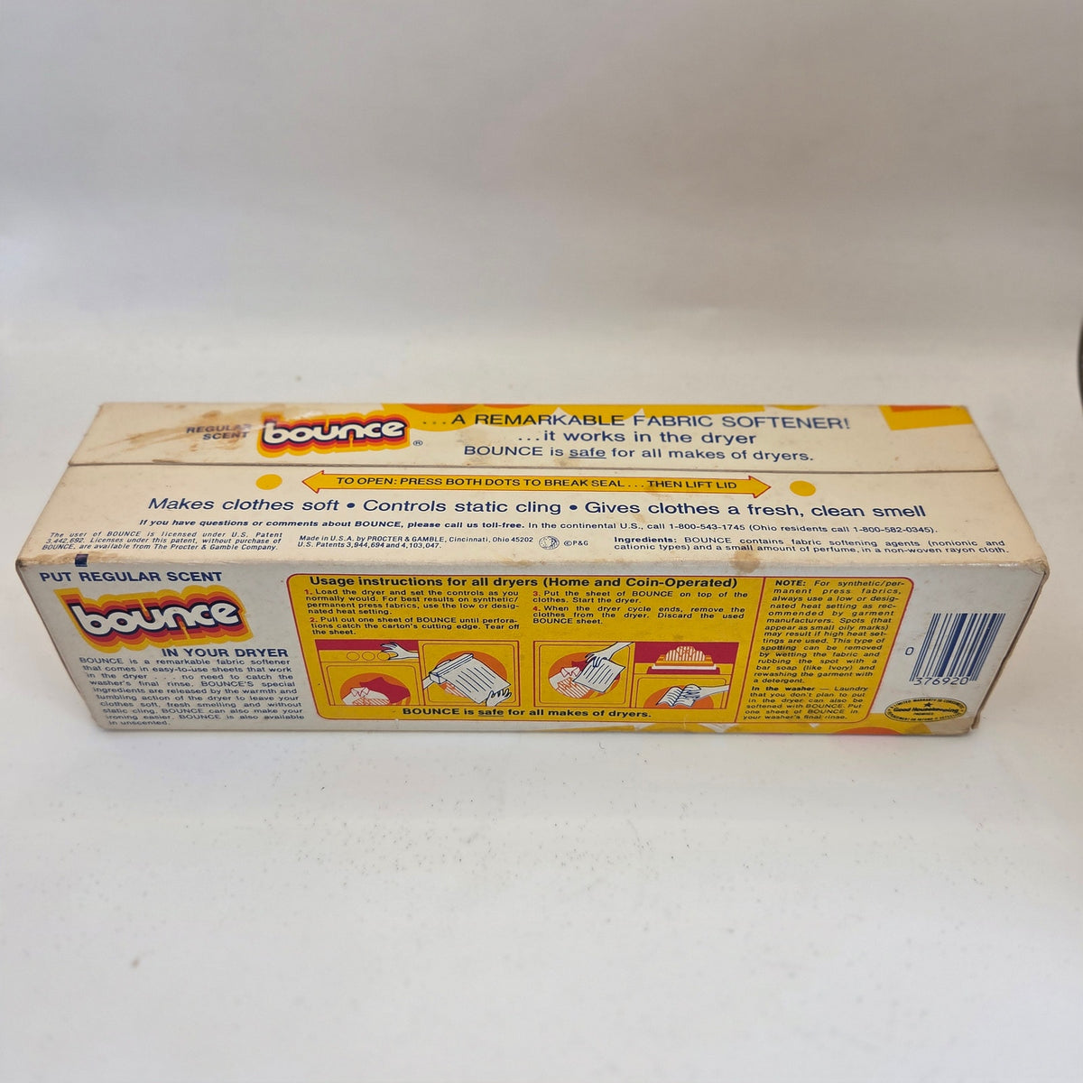 Vintage Bounce Fabric Softener 20 Dryer Sheets Sealed Box Movie Prop P&G