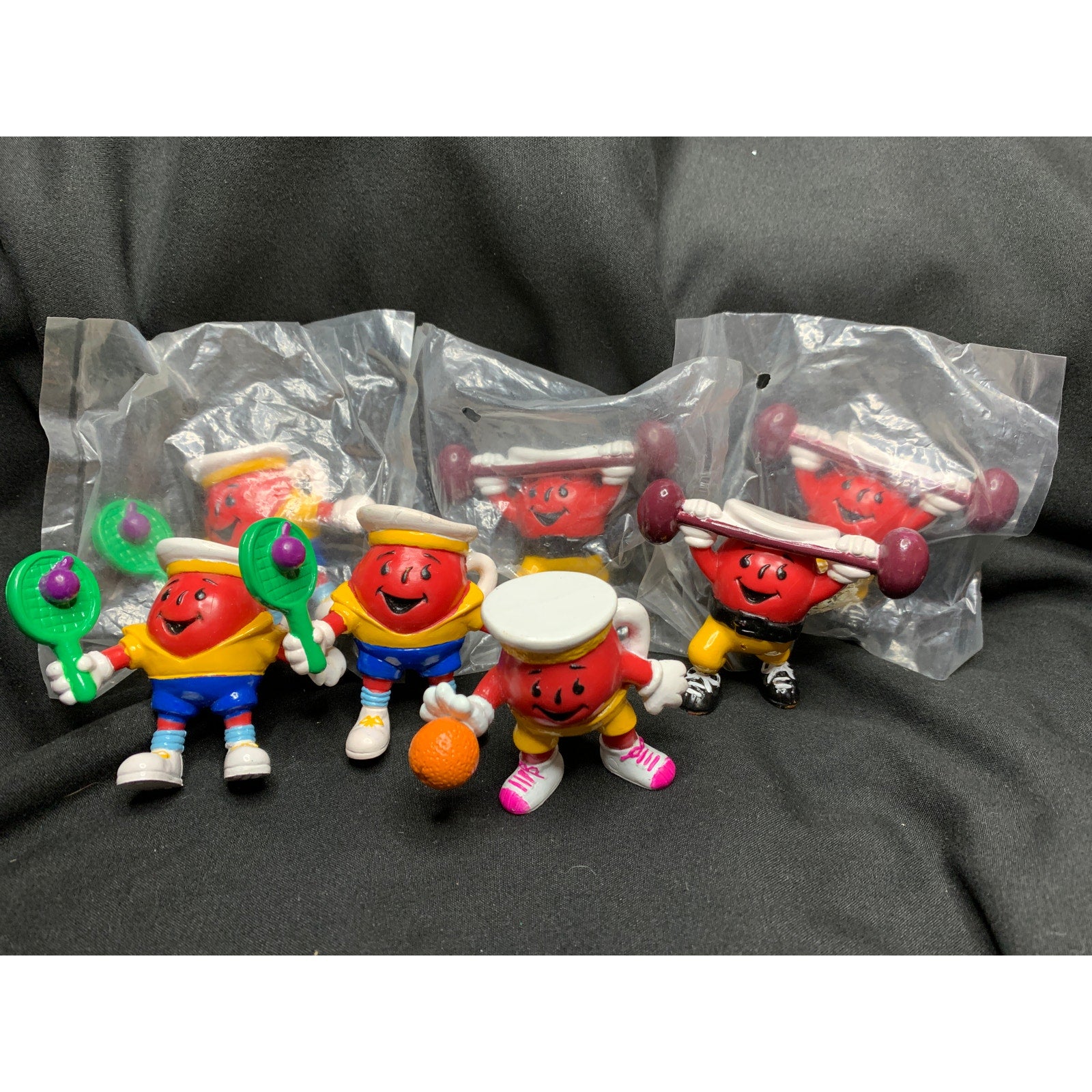Vintage Kraft Kool-Aid Man Sports PVC Figures Lot 7 Tennis Lifting Basketball