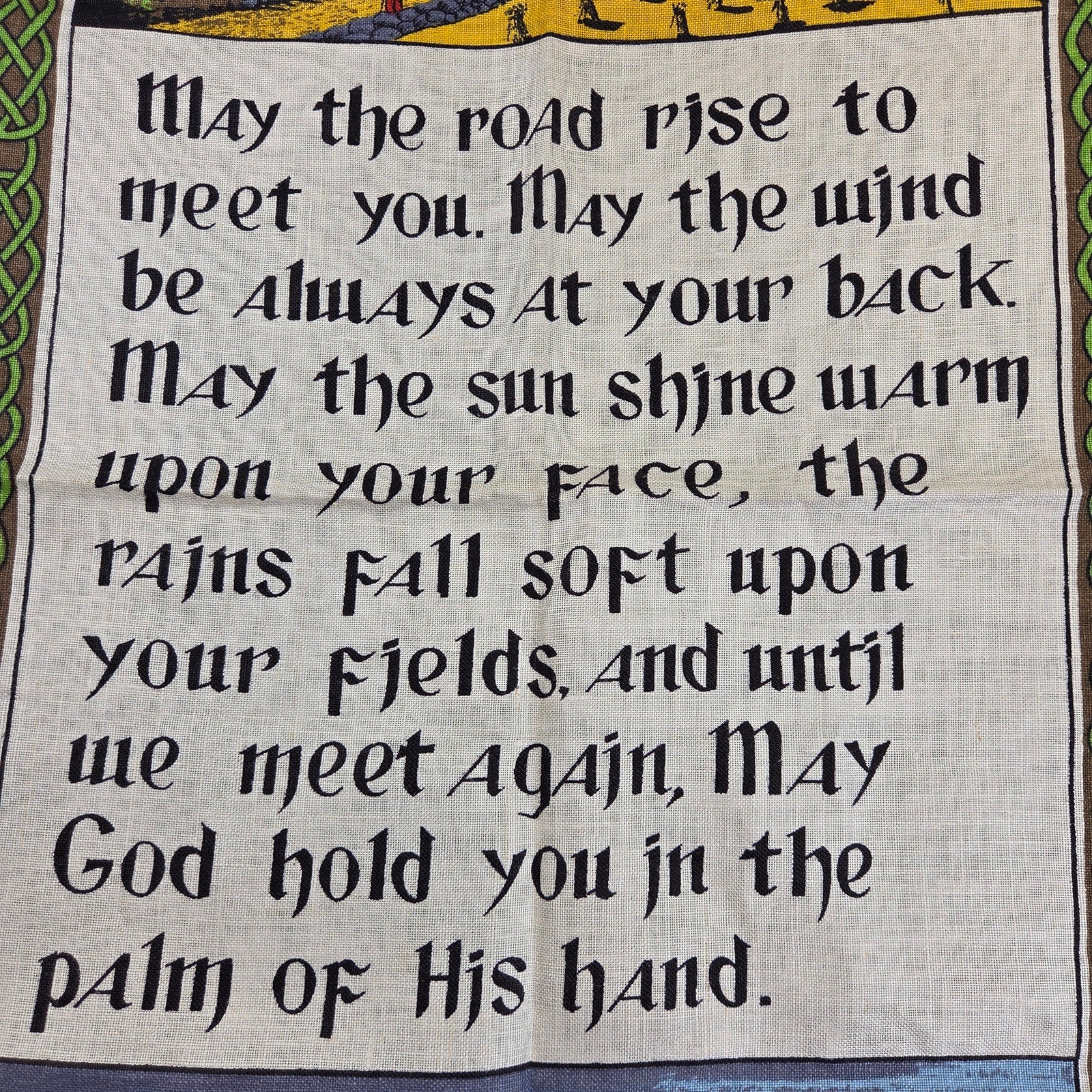 Vintage Nelson Irish Blessing Pure Linen Tea Towel Made Ireland 30.5"x21"