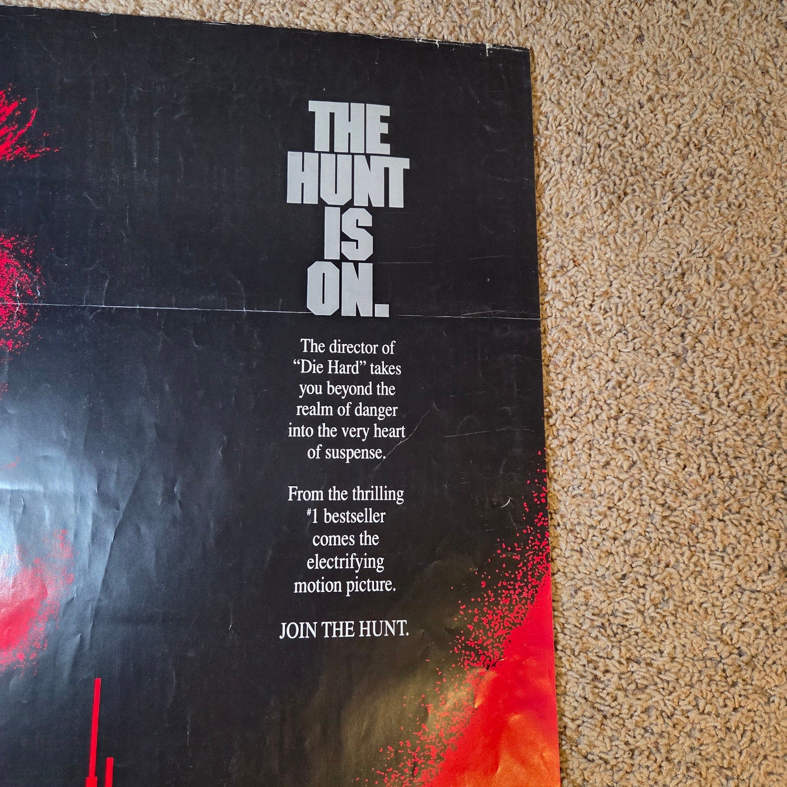Original 1990 Hunt for Red October Movie Poster 27x39 Sean Connery Alec Baldwin