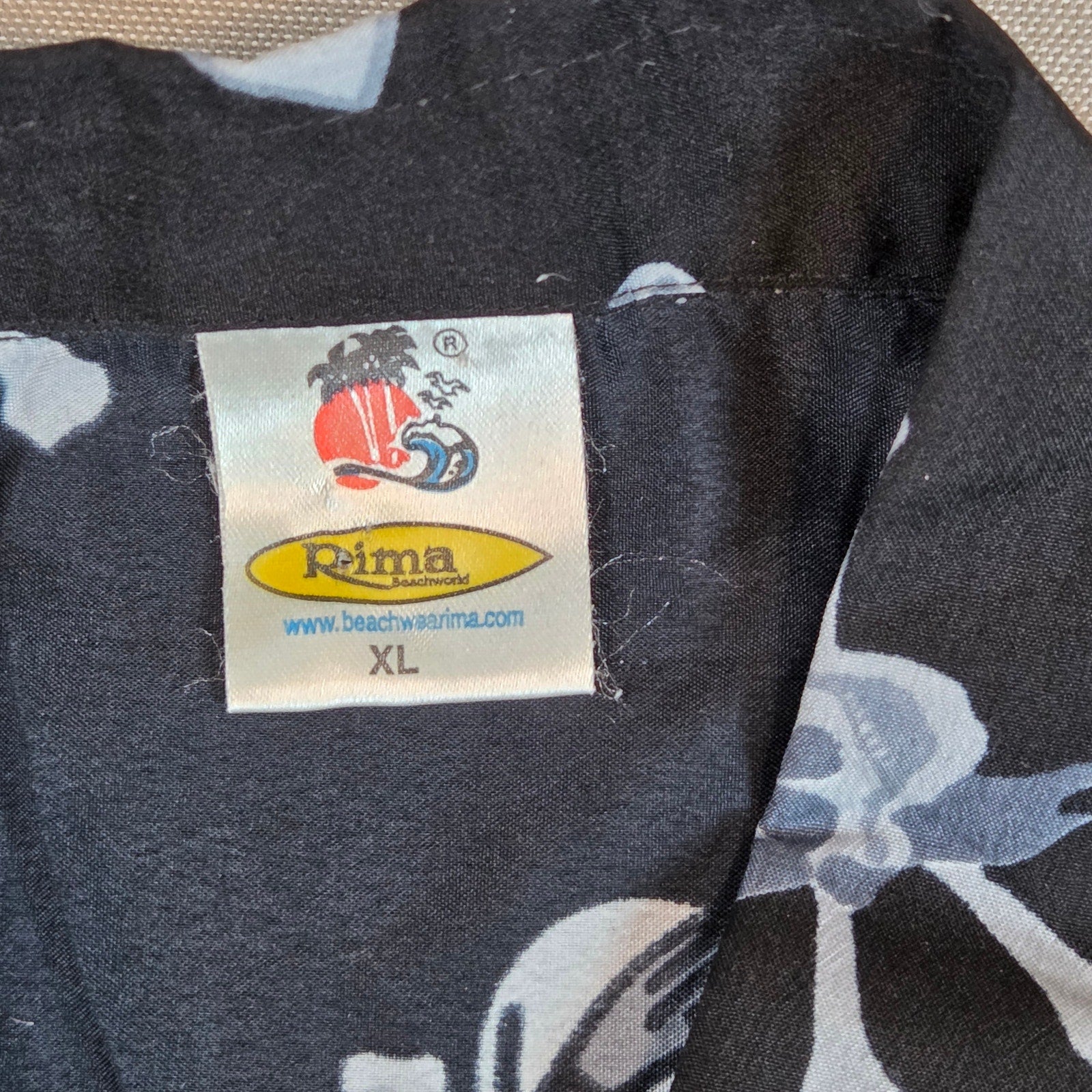 Rima Beachworld Pirate Skull Caribbean Shirt Men’s XL Black Hawaiian Style