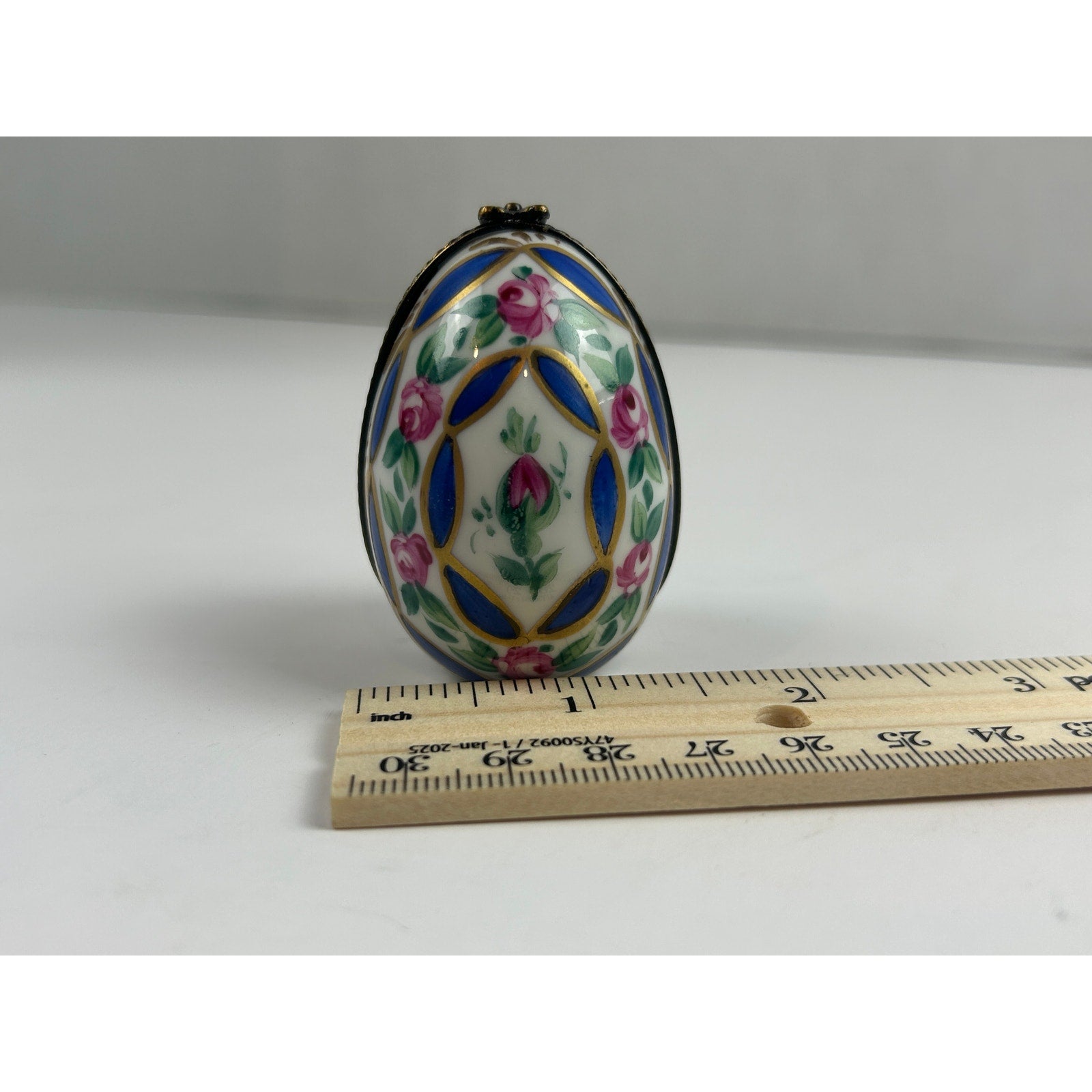 Vintage Limoges Hinged Egg Trinket Box with Perfume Bottle Hand Painted