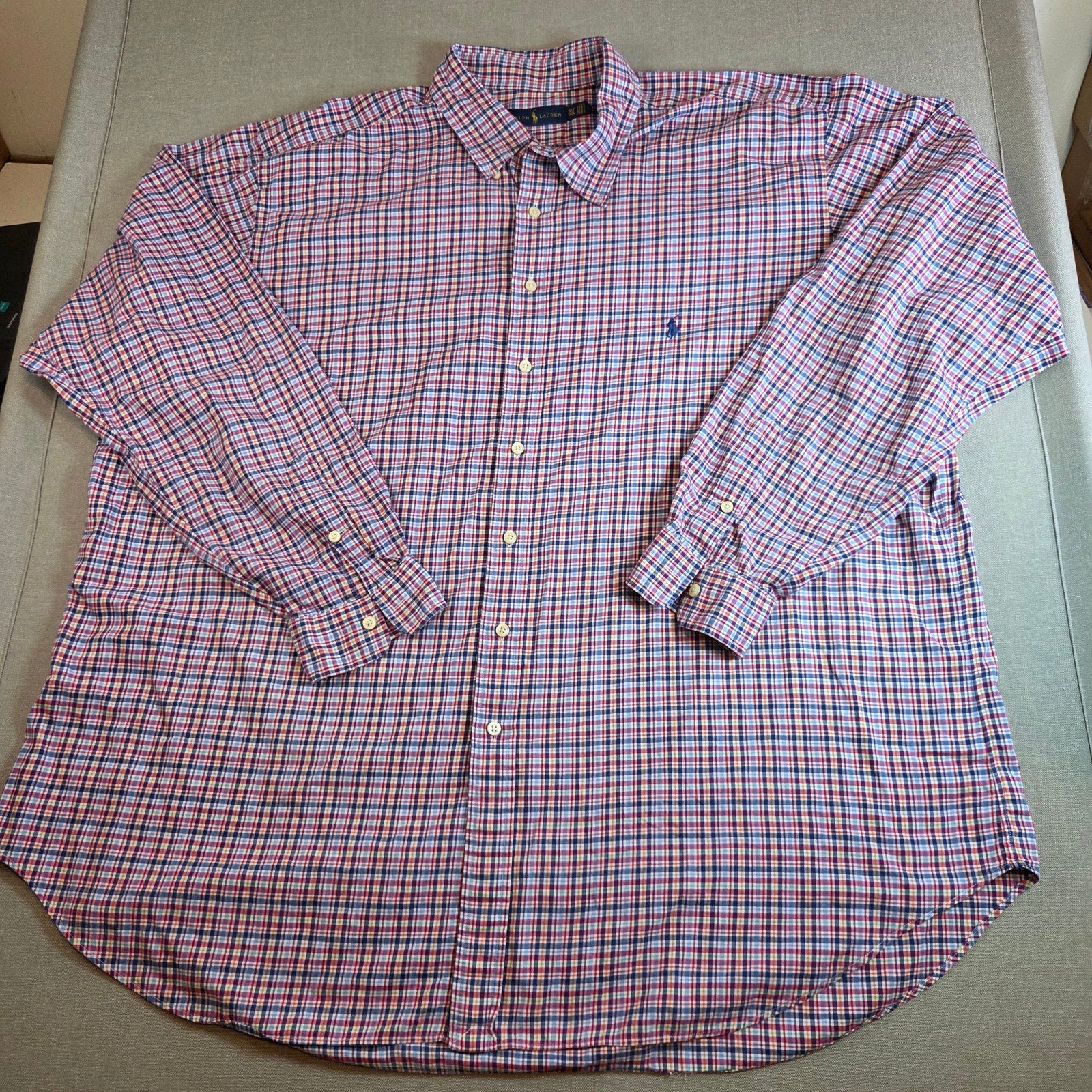 Polo Ralph Lauren 3XLT Plaid Cotton Button Down Shirt Long Sleeve Tall