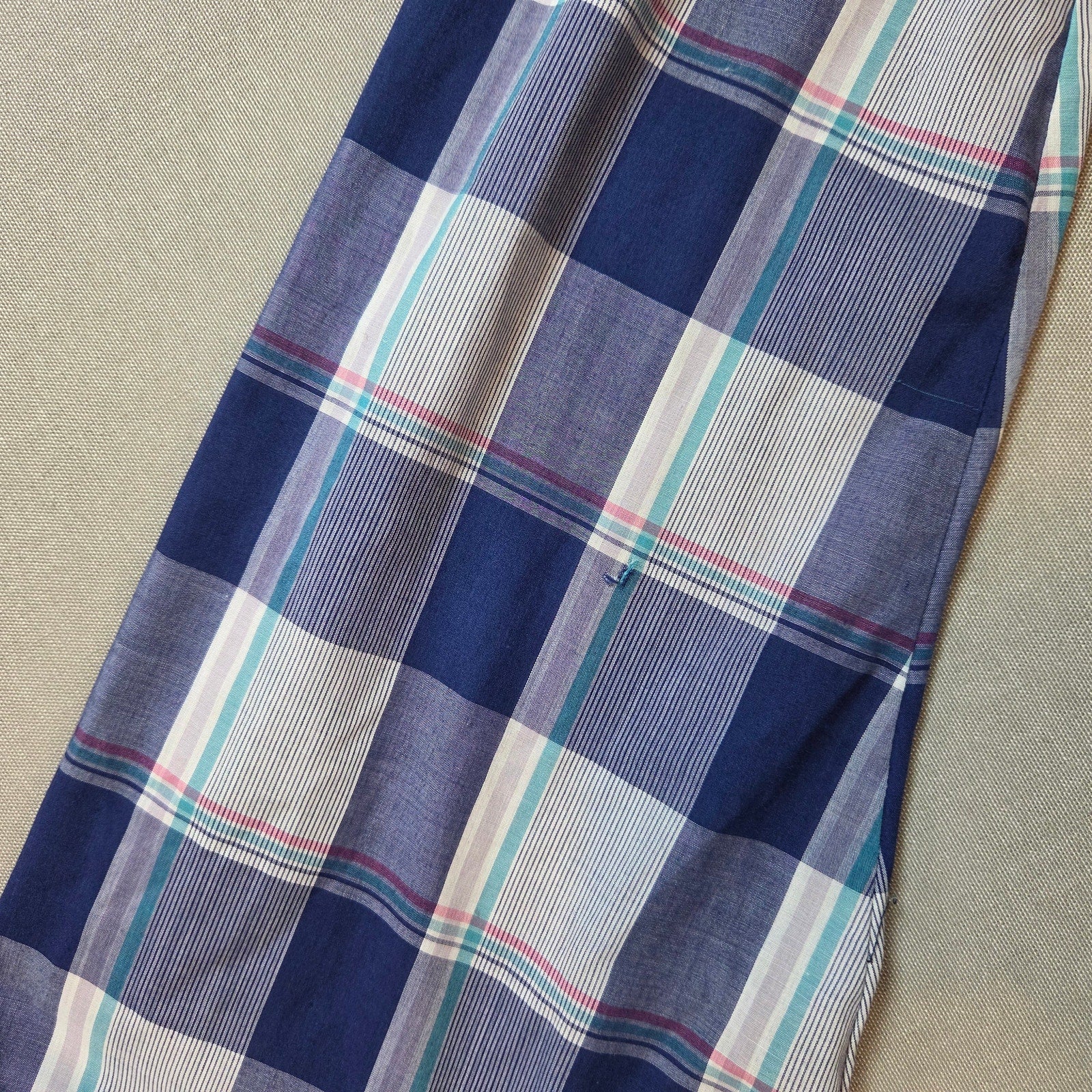 Wrangler 3XT Tall Man Pearl Snap Western Shirt Blue Plaid Flawed Sleeves