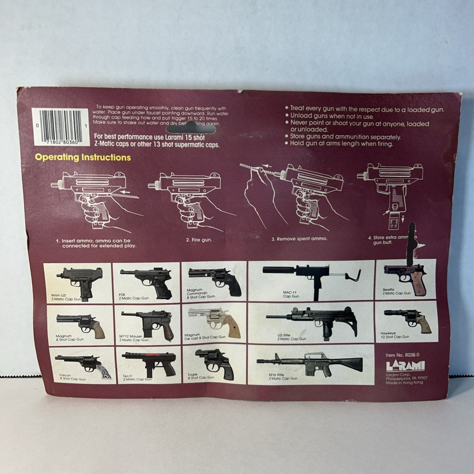 Sealed Larami Z-Matic Cap Gun 9MM Uzi Collector Classics Item Number 8036-0