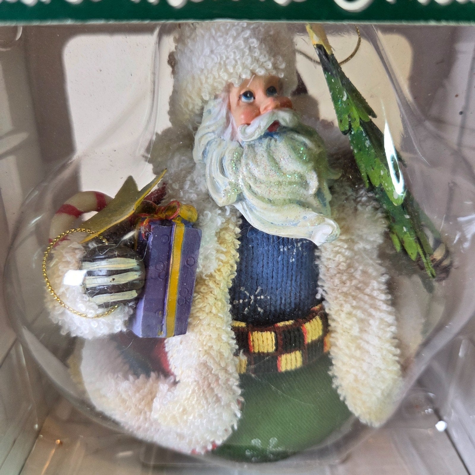 Vintage Fabric Mache Santa Claus Ornament with Box SWC Bentonville AR