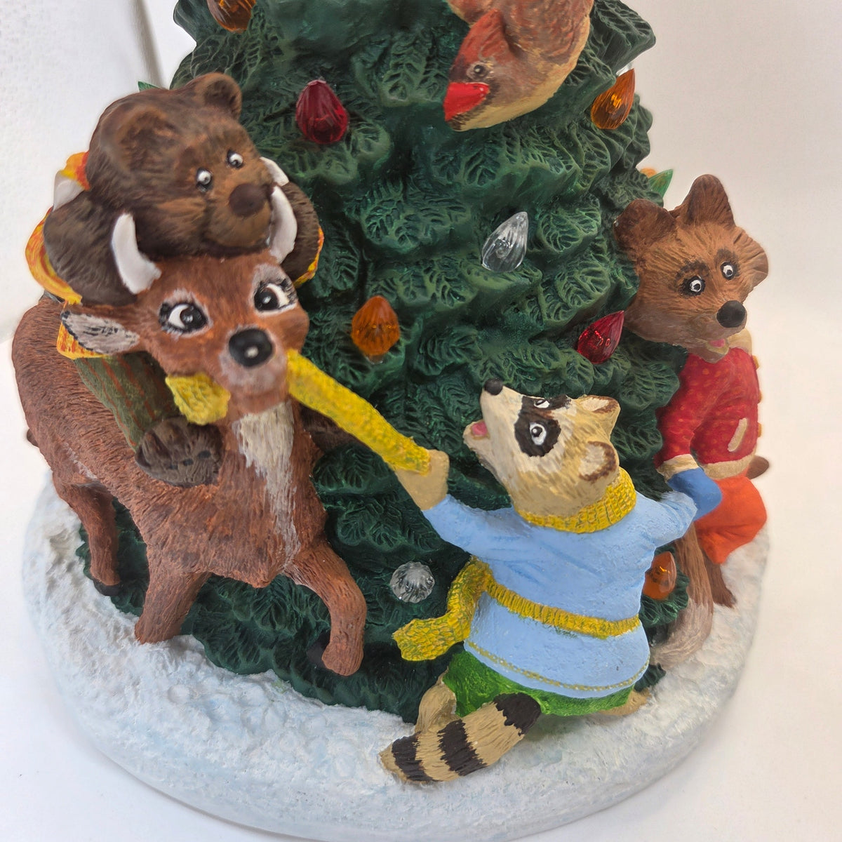 Handmade Ceramic Woodland Animal Christmas Tree Lighted Decor Rosemary 1990
