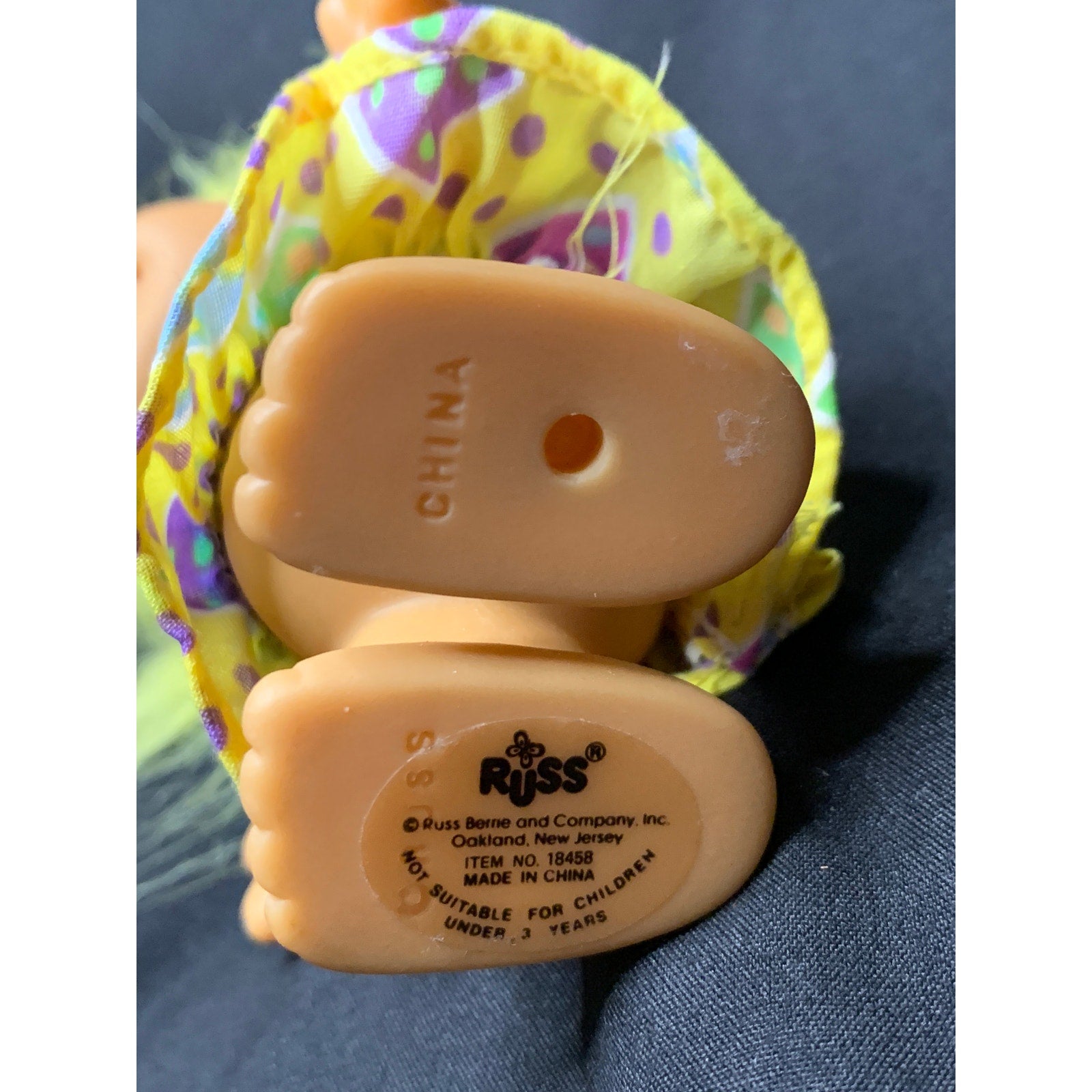 Vintage 1990s Russ School Girl Troll Doll Backpack Yellow Hair 18458 5in