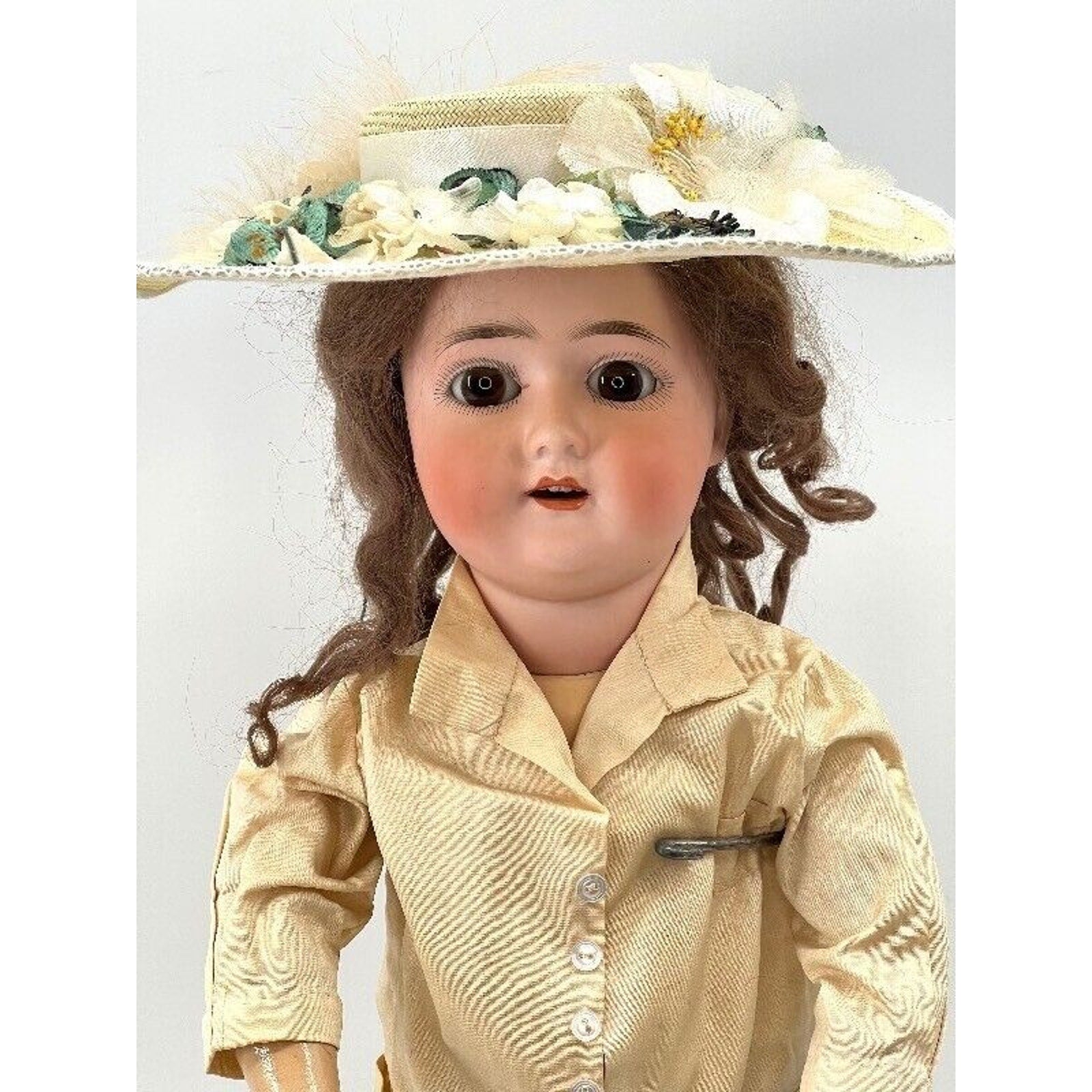 Antique 1909 S&H 1909 Bisque Head Doll 19.5" Open Mouth Compo Body Germany