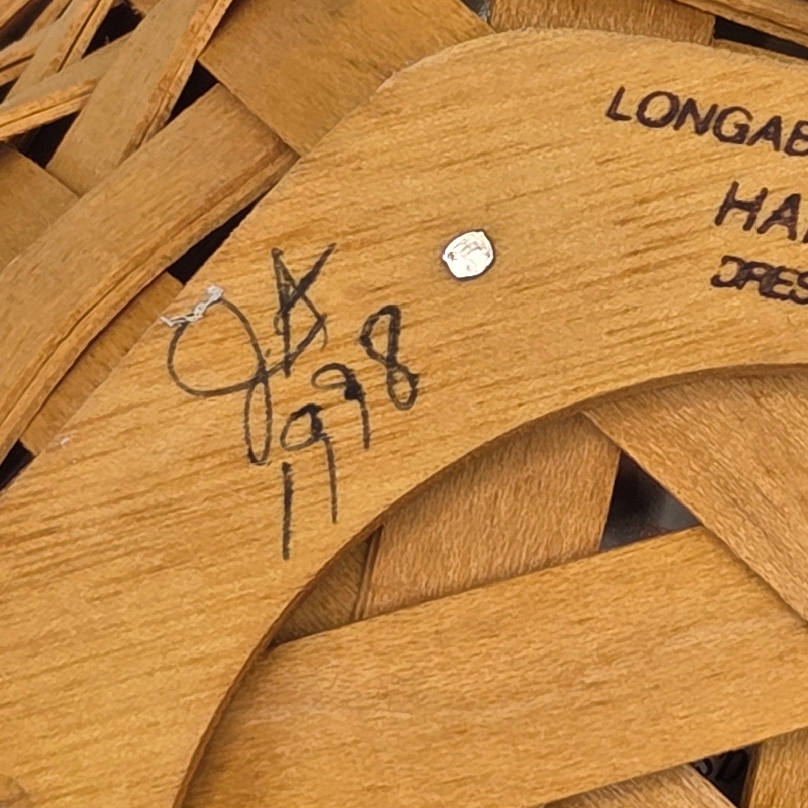 Longaberger 1998 7in Generations Basket 13757 Lid Protector Tie-On USA