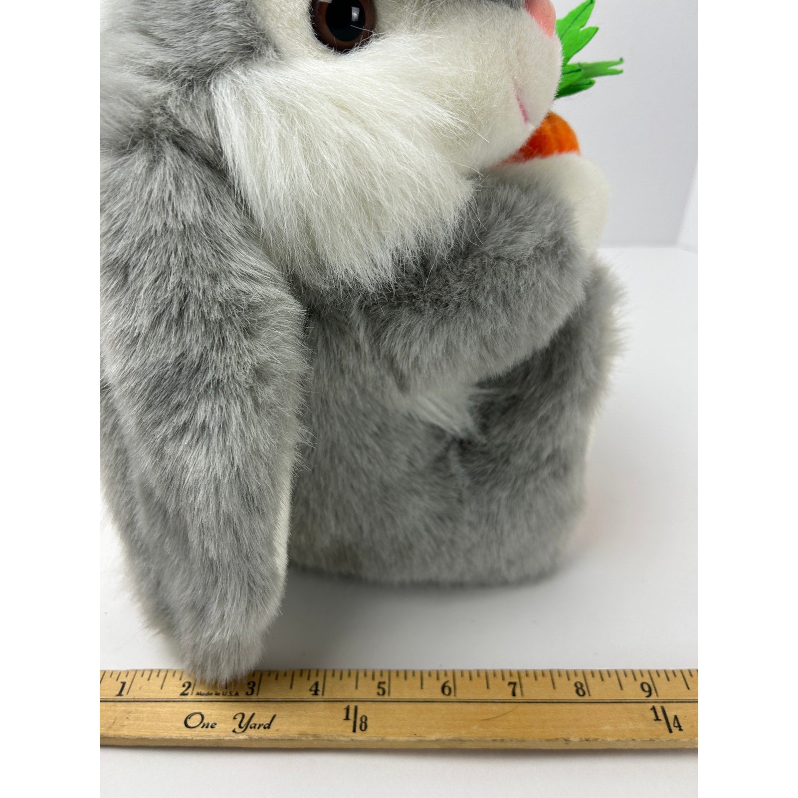 Aurora Plush Easter Bunny Gray Rabbit Holding Carrot Stuffed Animal
