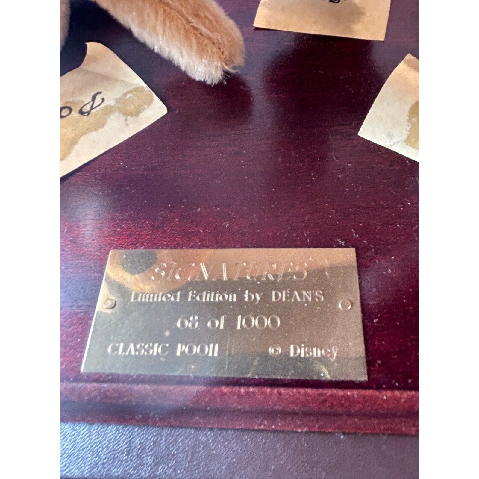 Dean’s Rag Book Pooh Piglet Eeyore Mohair Felt Set Ltd Ed 68/1000 w/ Wood Base