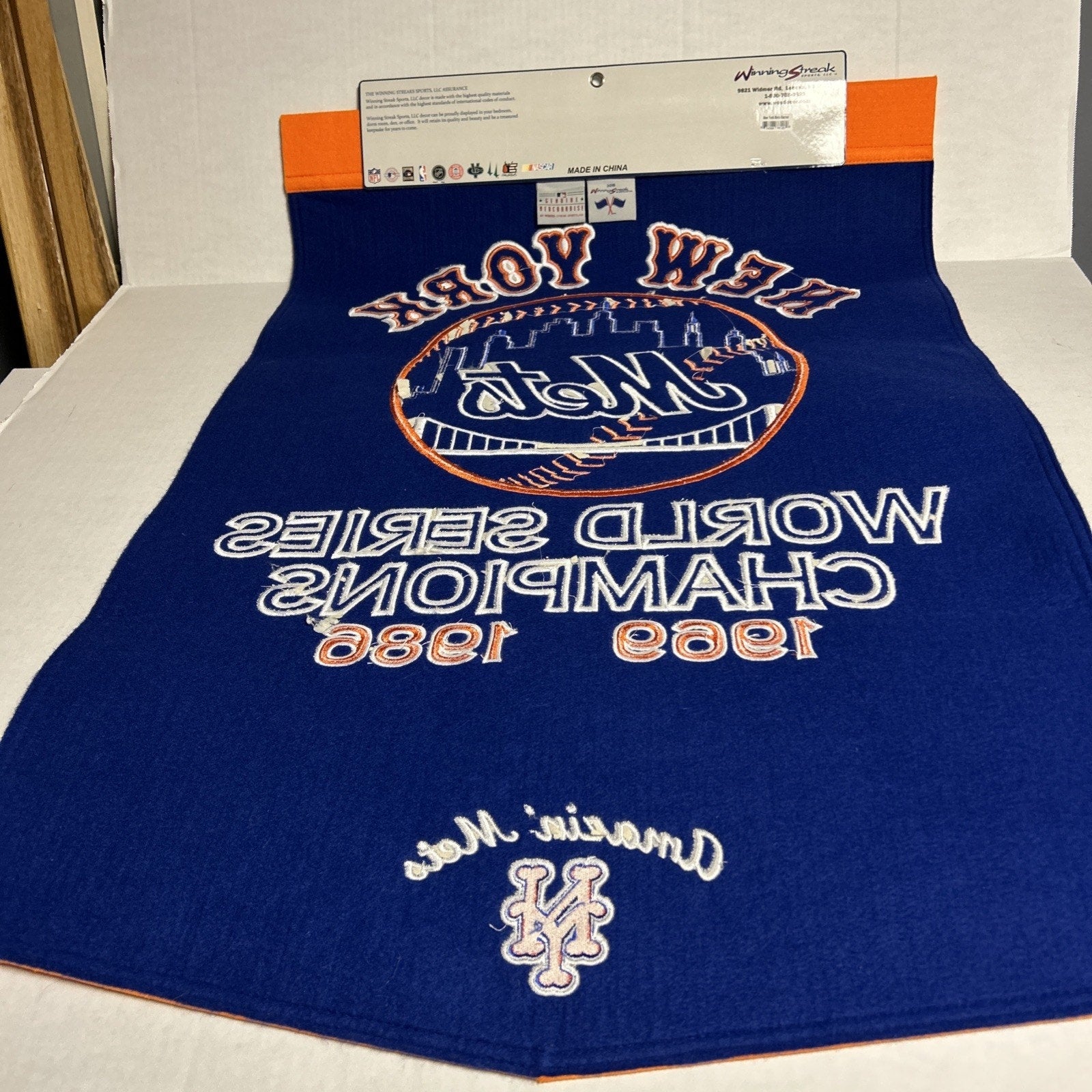 New York Mets Wool Blend MLB Champions Banner, 24" x 36"