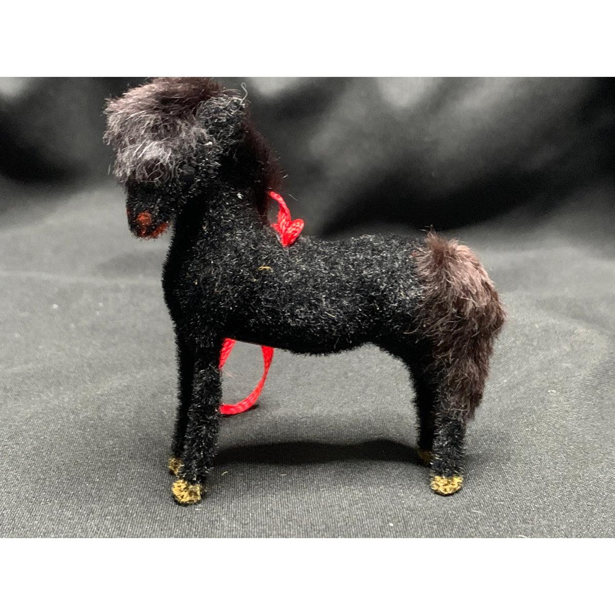 Vintage Wagner Handwork Black Flocked Horse West Germany 1983-1990