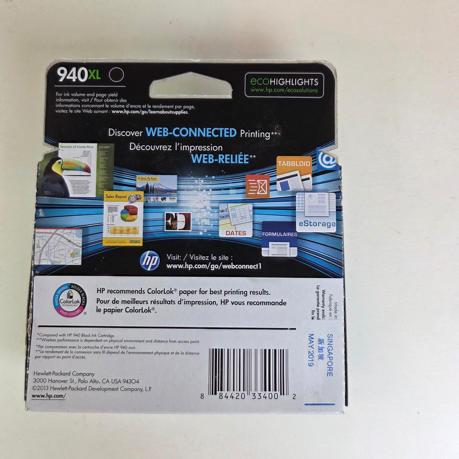 HP 940XL Black Ink Cartridge C4906AN Expired 2019 New Sealed Packaging