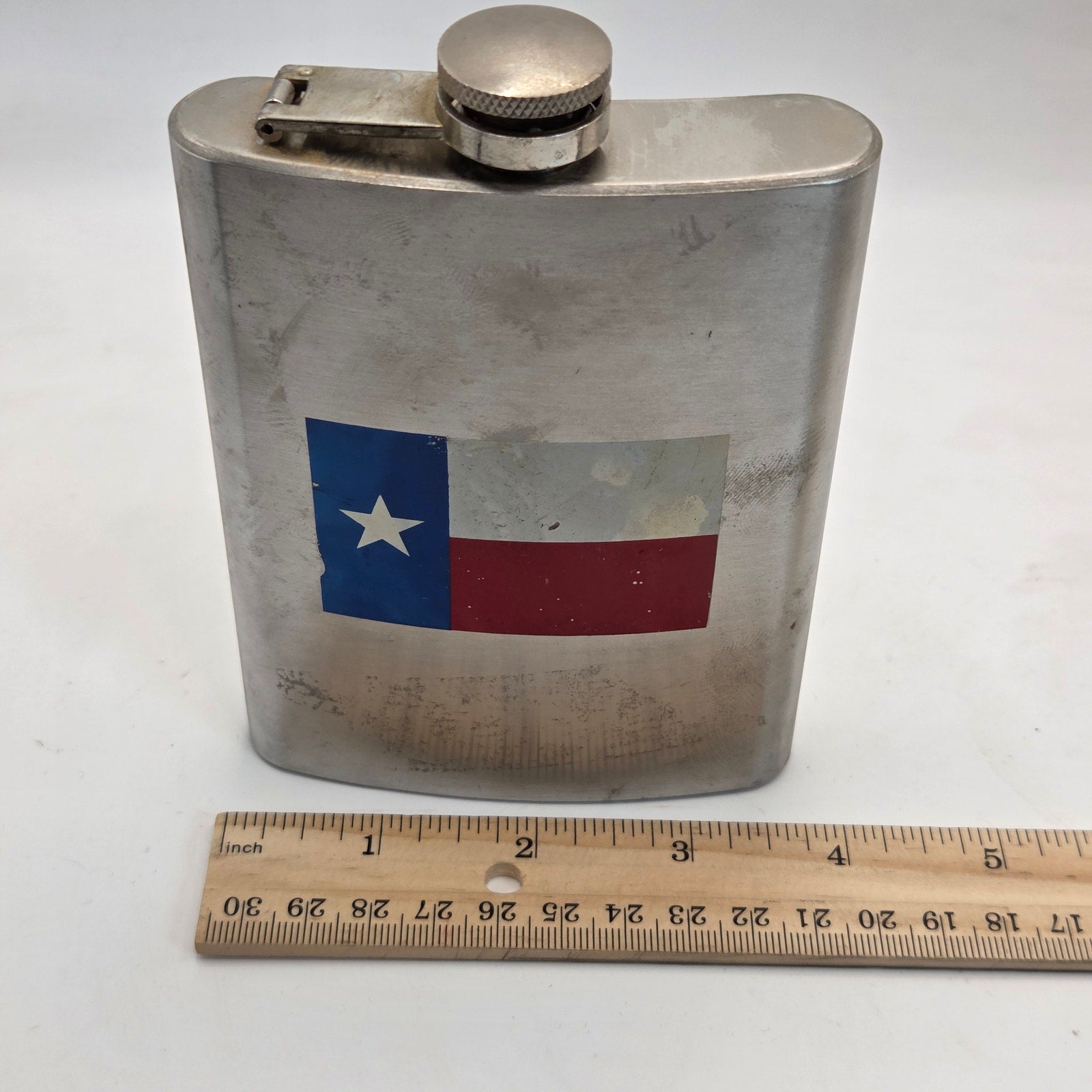 Texas Flag Stainless Steel 8oz Hip Flask Unbranded Drinkware Used Condition