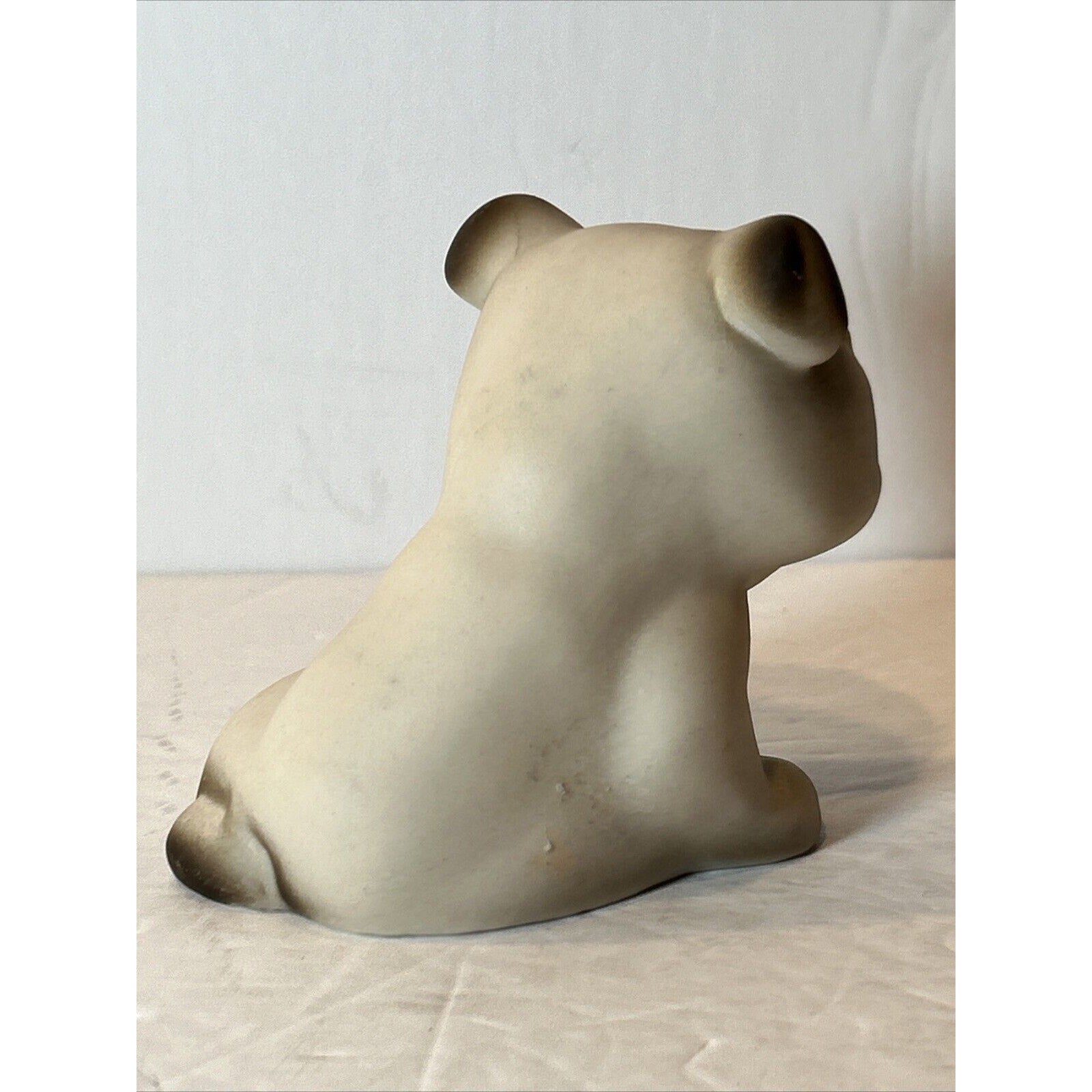 Vintage Roselane USA Bisque Bulldog Figurine Rhinestone Eyes Pottery