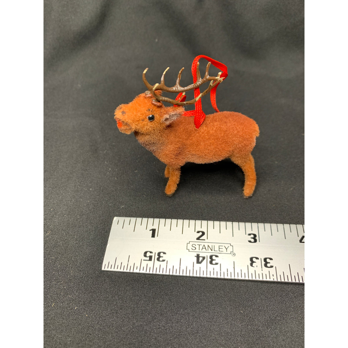 Vintage Wagner Handwork Flocked Reindeer Ornament West Germany Kunstlerschutz