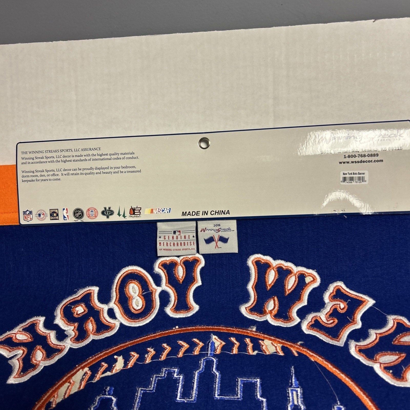 New York Mets Wool Blend MLB Champions Banner, 24" x 36"