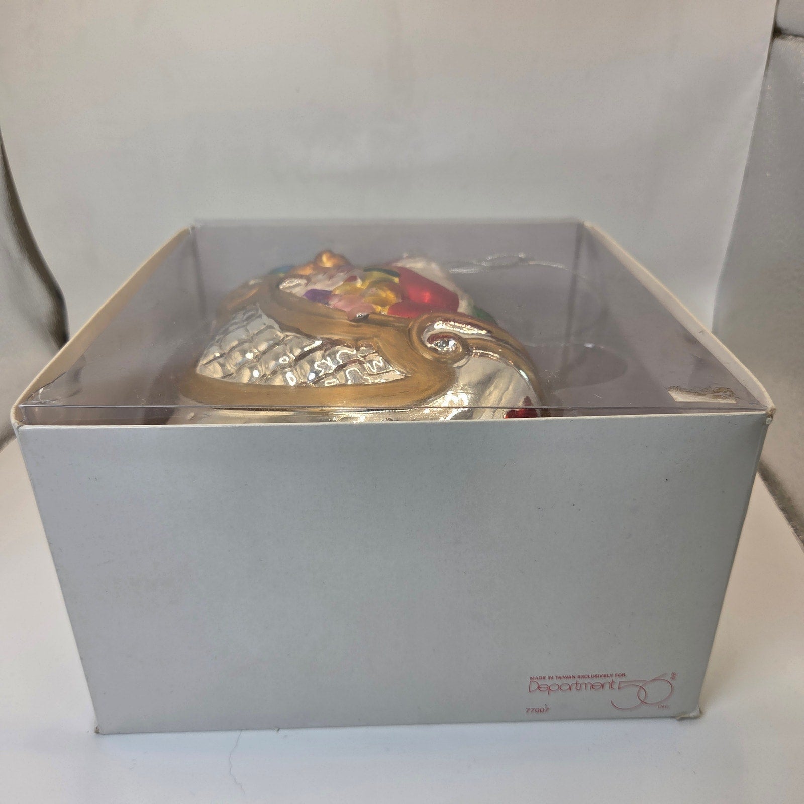 Dept 56 Mercury Glass Santa in Sleigh Ornament 1996 Limited Handpainted w/Box